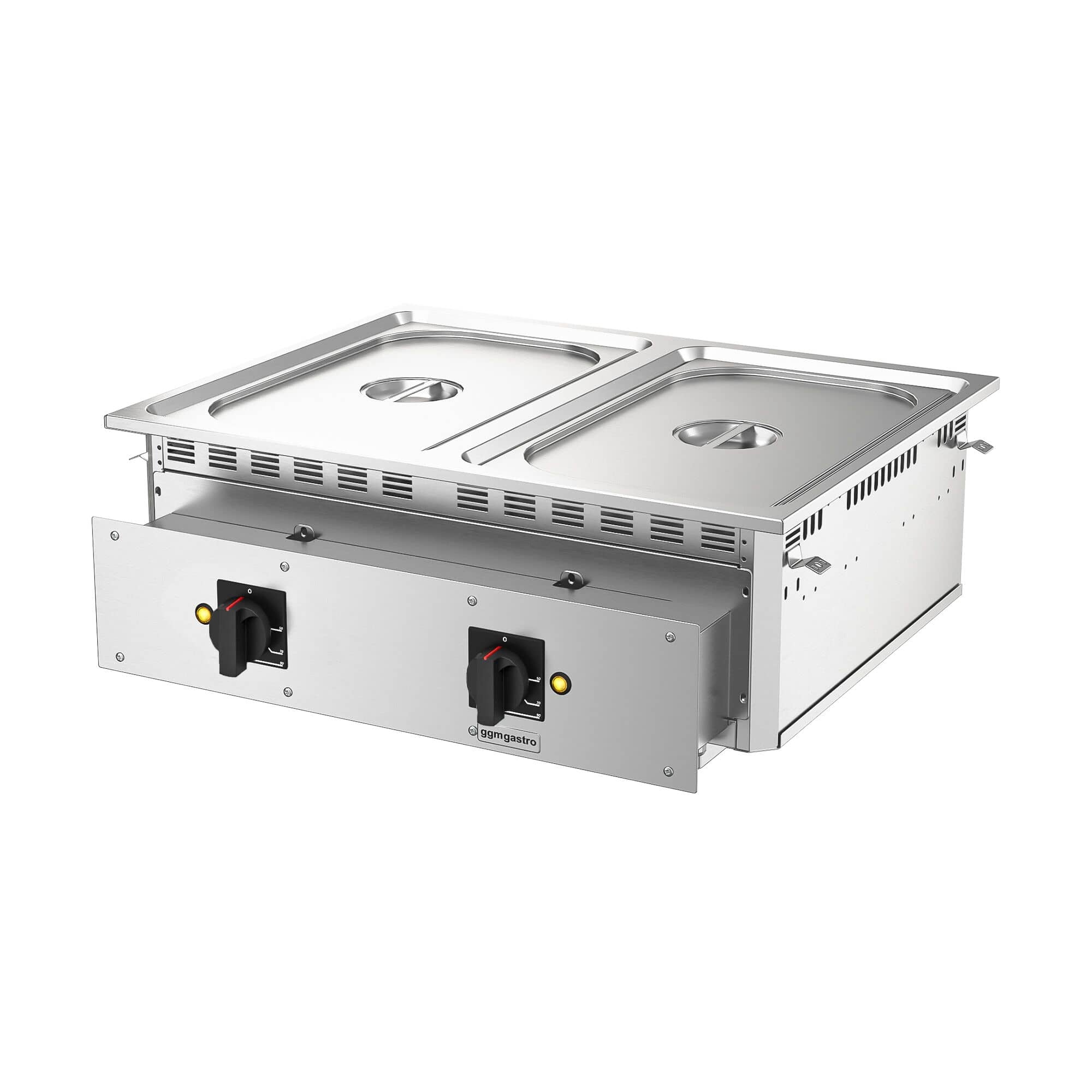 Bain-Marie electric incorporabil– 3 kW – 2x GN 1/1 -cu robinet de scurgere — 5