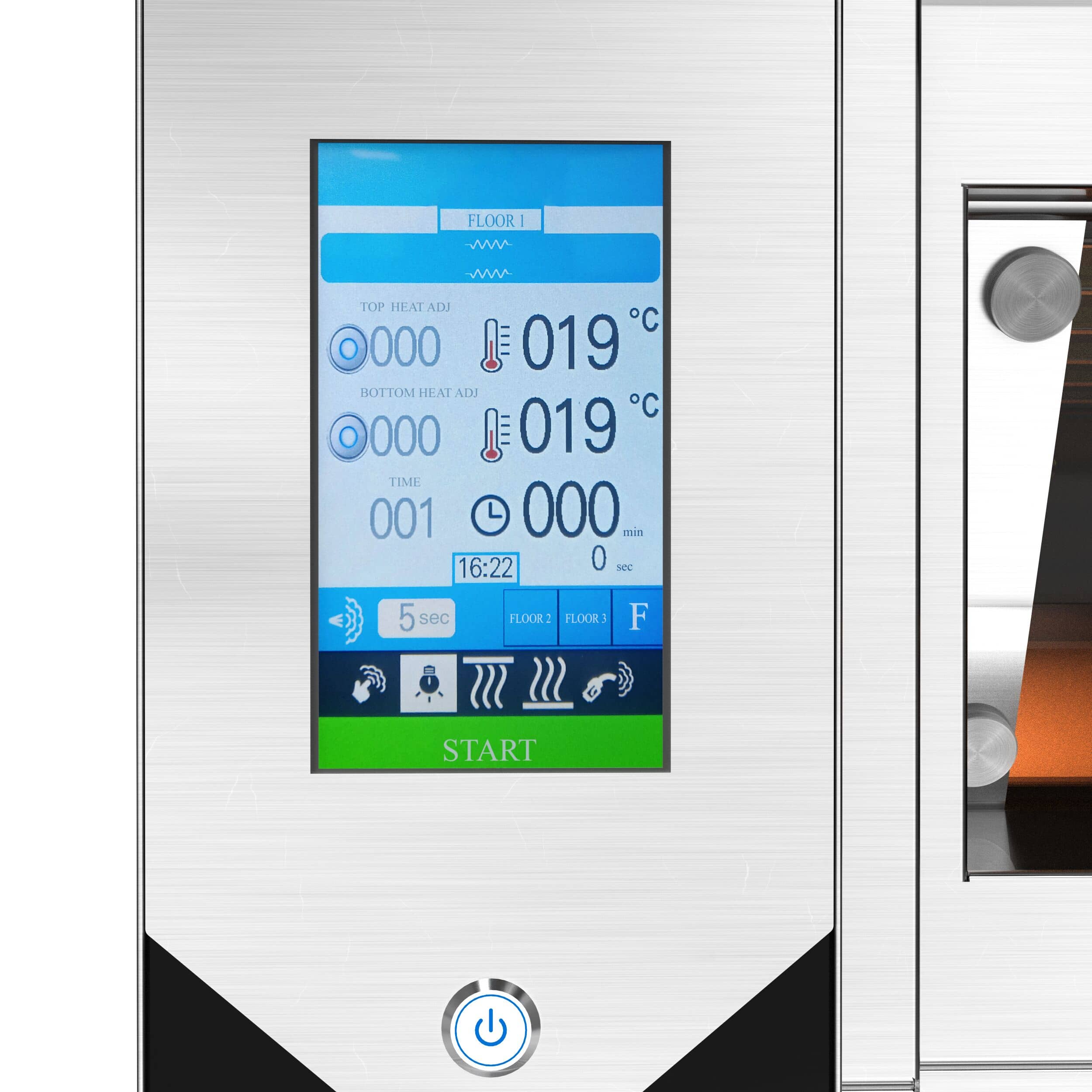 Electric Cuptor cu vatră modular pentru brutării cu umidificare & Dospitor - Touchscreen - 3 camere de coacere - incl. Hotă & Cadru inferior & Raft dospitor — 10