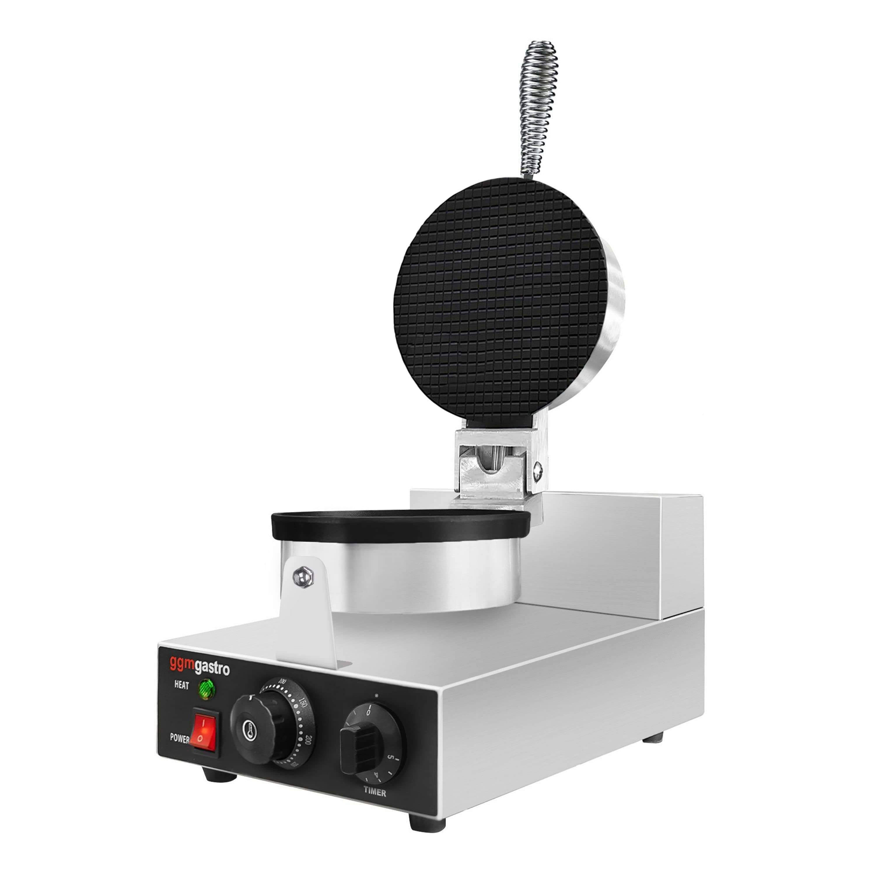 Aparat Gofre / Vafe Profesional - Simplu - Manual - 1,3 kW - Formă: conuri de înghețată - Ø 190 mm - Tavă aparat vafe teflonată — 5