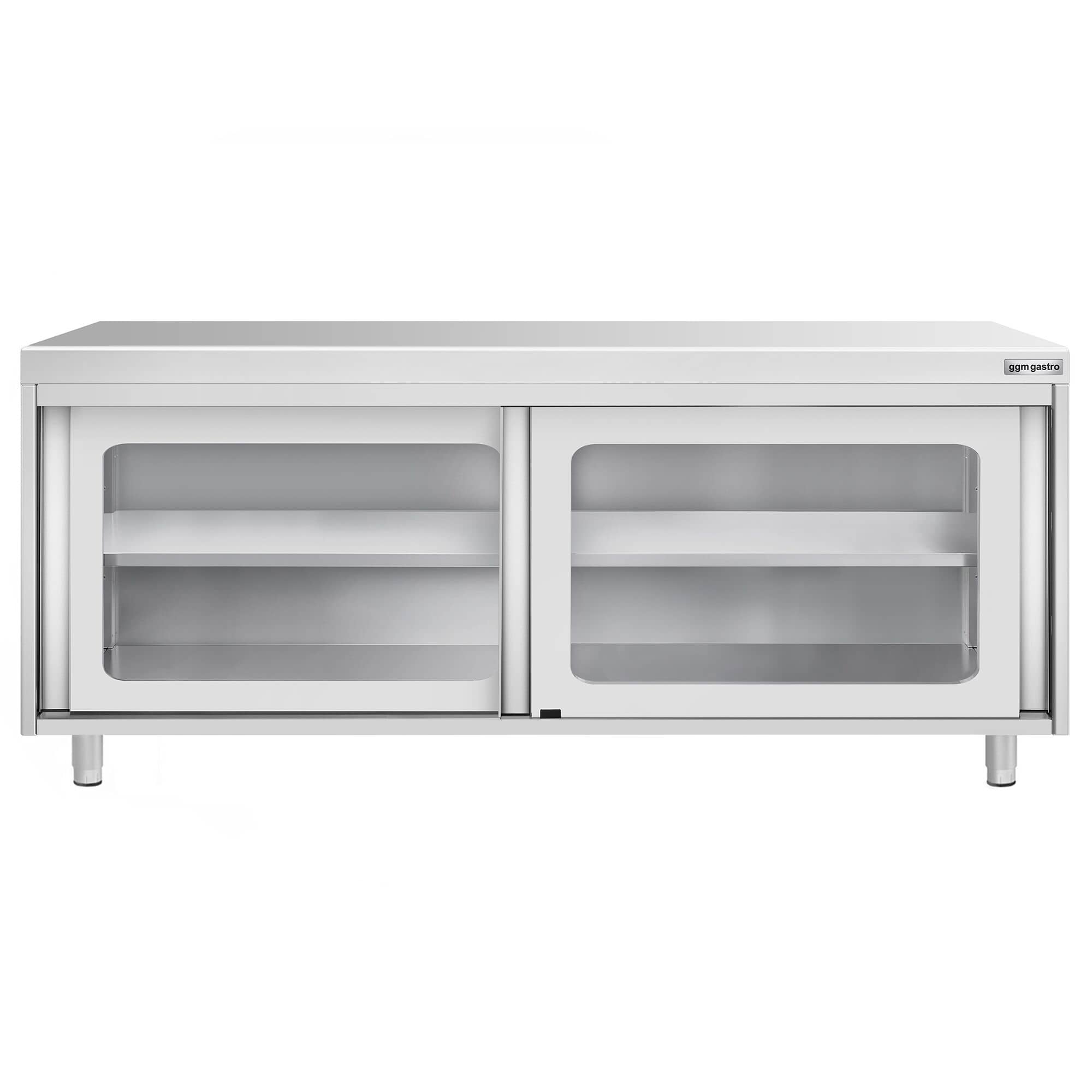 Masă de lucru tip dulap din oțel inoxidabil PREMIUM - 2000x700 mm - uși glisante din sticlă — 5