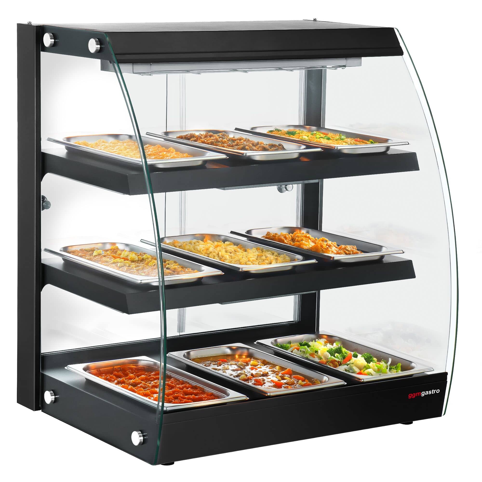 Vitrină caldă de banc - 648 mm - 1,16 kW - cu 3 rafturi - negru — 4