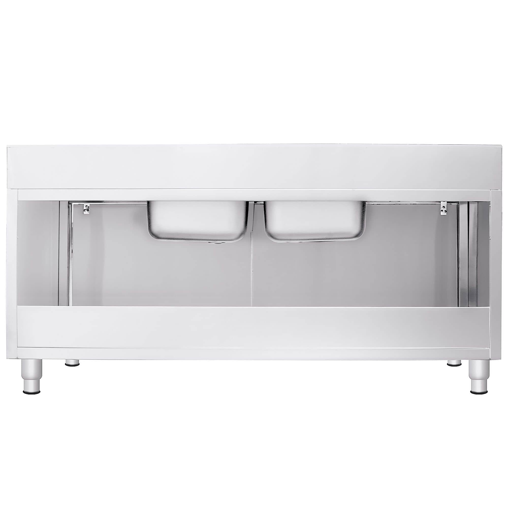 Chiuvetă tip dulap PREMIUM - din oțel inoxidabil - 2000x600 mm - cu 2 cuve centrale — 9