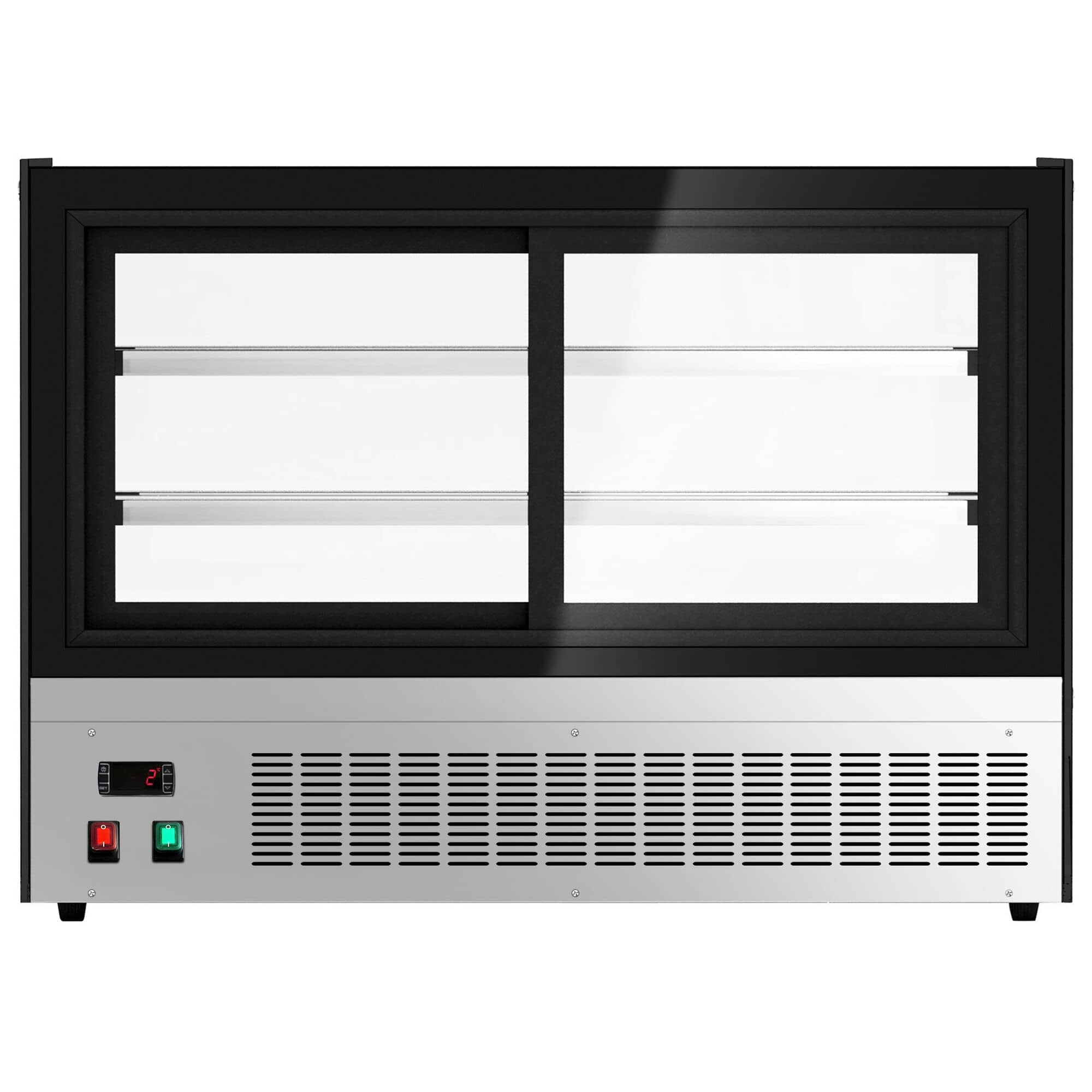 Vitrină frigorifică de masă – 140 litri – 900 mm – cu 2 rafturi din sticlă – rotundă – negru — 7