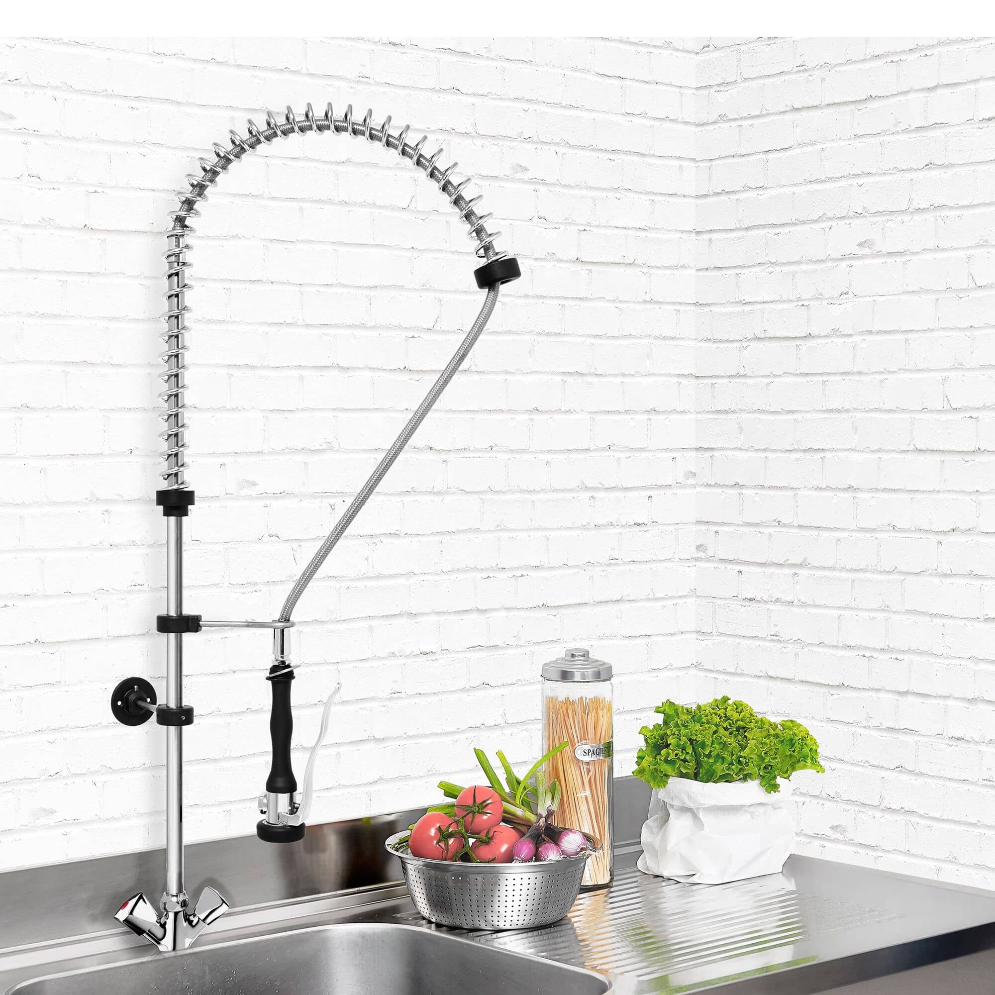 Duș de vase cu un singur orificiu 1000 – cu 2 robinete de amestec – pentru montare pe perete — 4