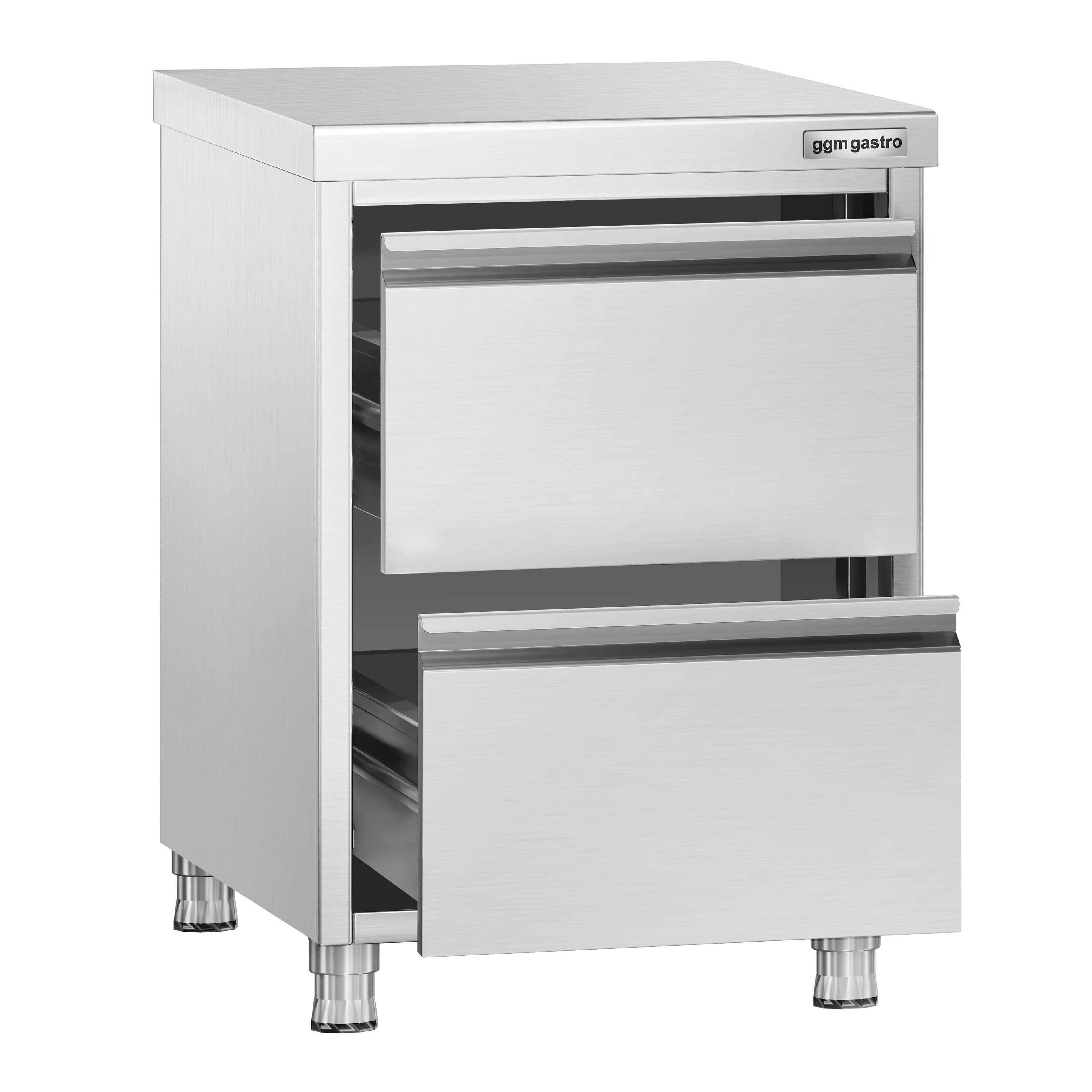 Masă tip dulap PREMIUM - oțel inoxidabil - cu 2 sertare - 500x700 mm — 4