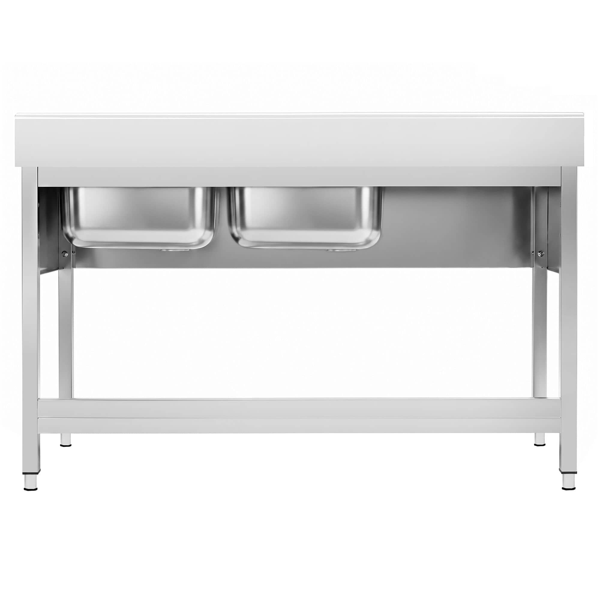 Chiuvetă profesională PREMIUM - 1400x600 mm - cu poliță inferioară - cu 2 cuve — 6