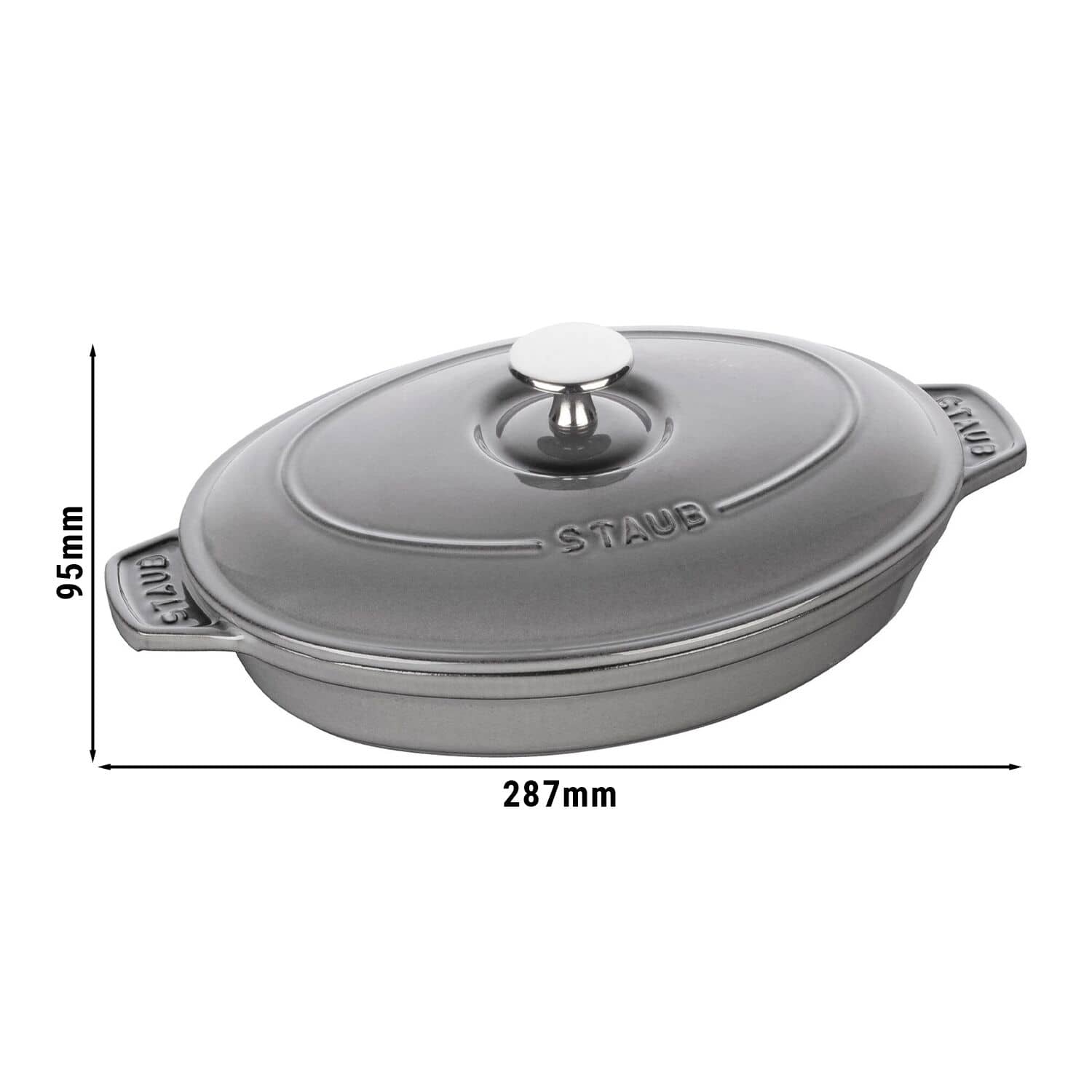 STAUB | SPECIALITIES - Farfurie pentru cuptor cu capac - ovală - 230mm - fontă - gri grafit — 3