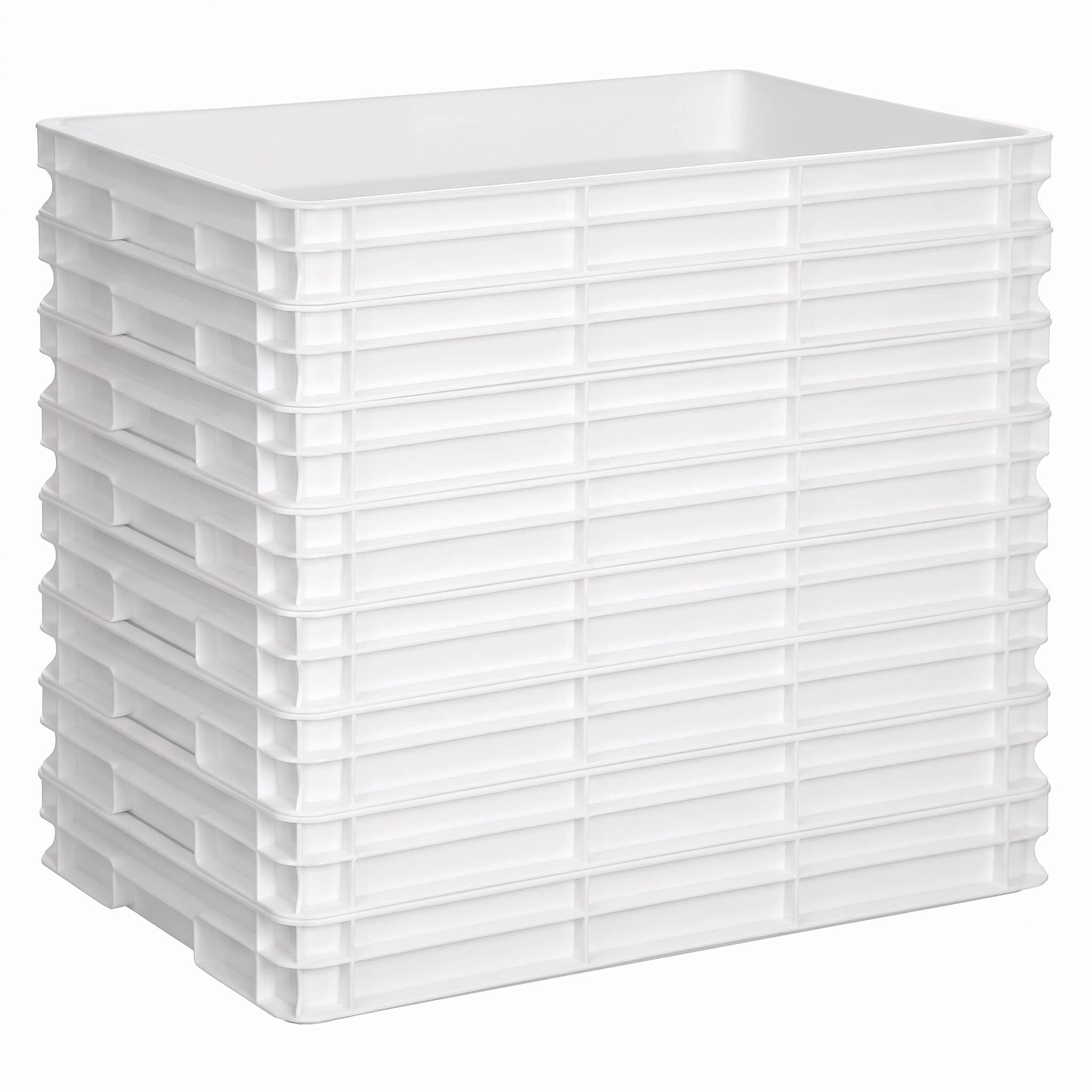(8 tlg) Cutie aluat pizza -set - EN 600x400 mm - Înălțime: 70 mm - polipropilenă - alb - 8 recipiente & 0 capace — 2