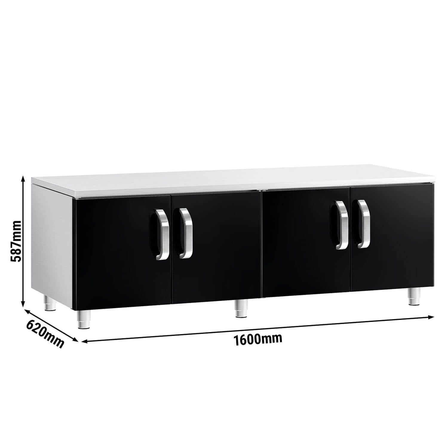 Structură din oțel inoxidabil – 1600 mm – 4 uși – Negru — 3