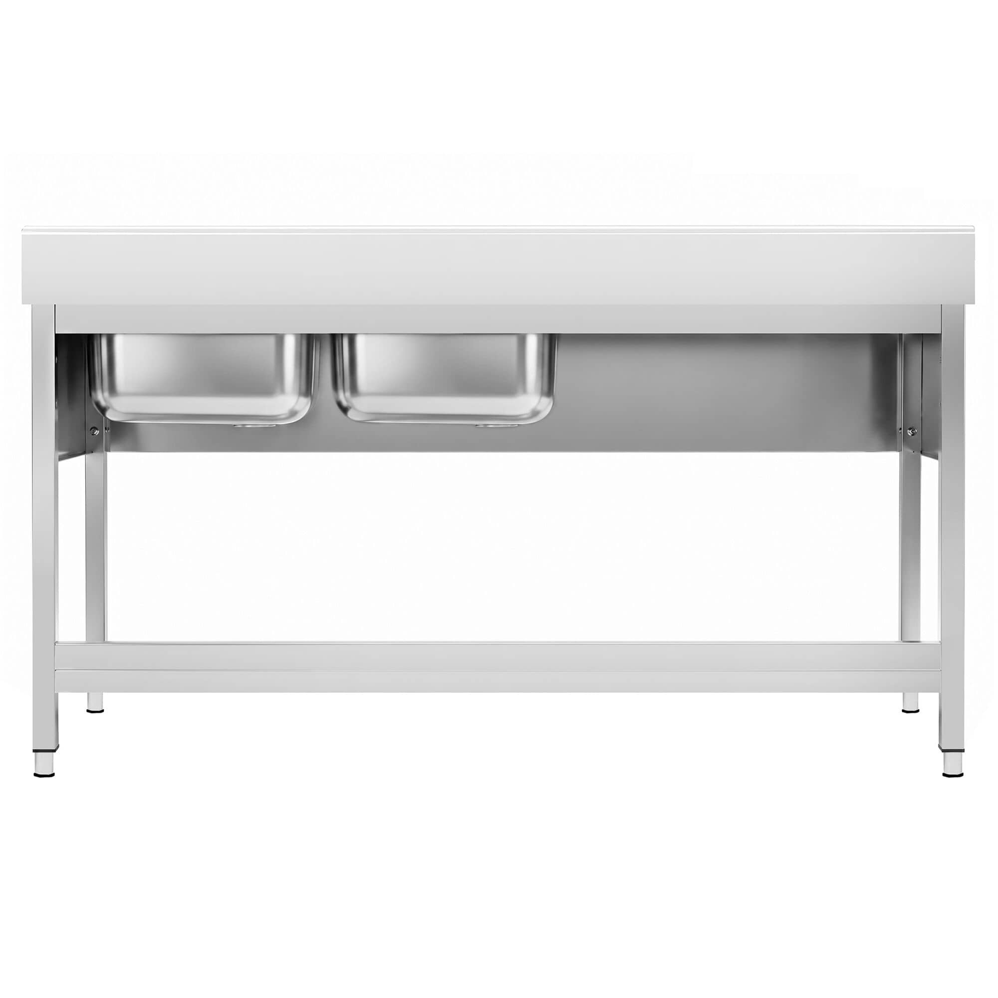Chiuvetă profesională PREMIUM - 2000x700 mm - cu poliță inferioară - cu 2 cuve — 6