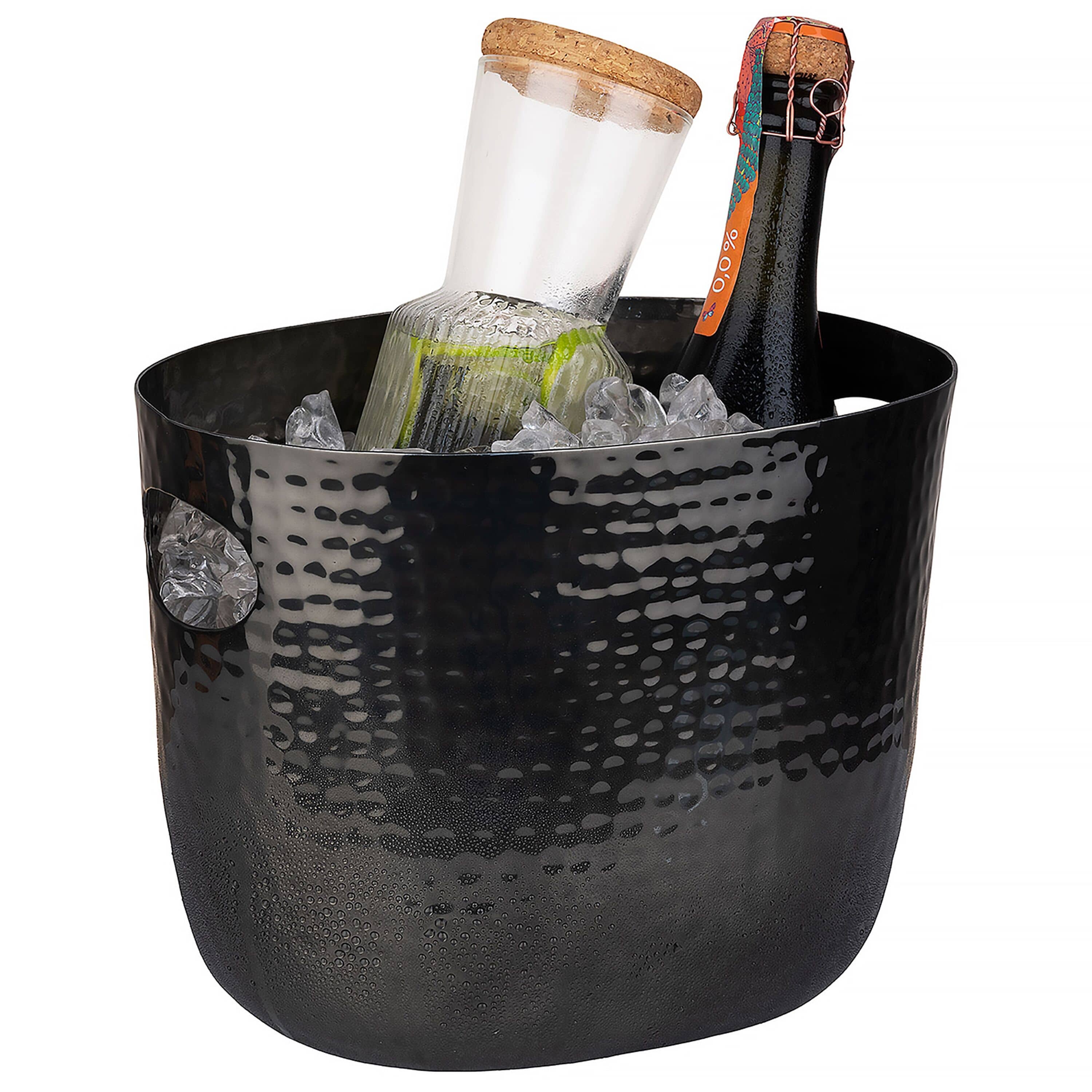 Frapieră - aluminiu - 3,9 litri - negru - cu mânere laterale, suprafață ciocănită — 4