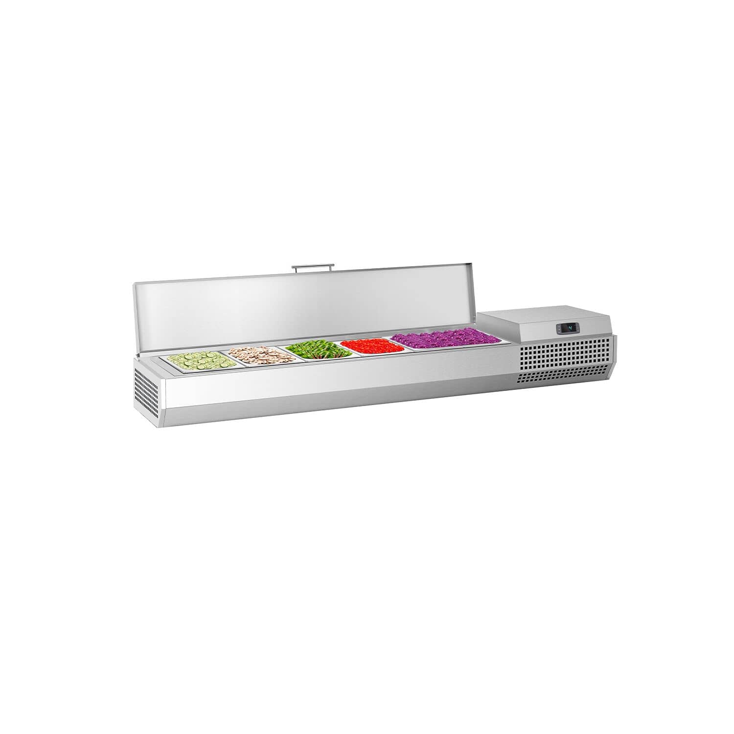 Masă frigorifică pentru preparare pizza PREMIUM PLUS - cu blat din granit - 1490x700 mm - cu 2 uși - cu vitrină de ingrediente - 6x GN 1/4 — 2
