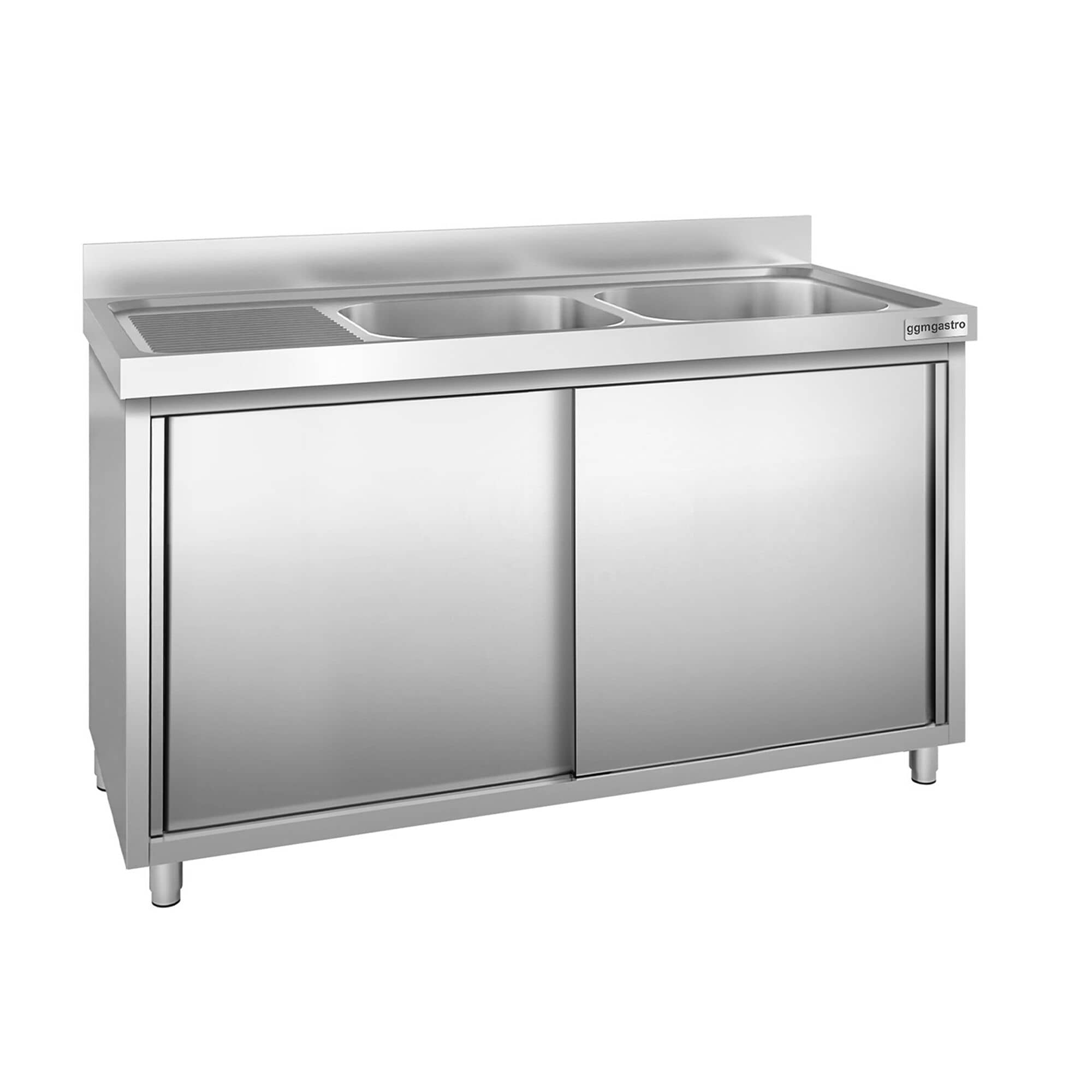 Chiuvetă tip dulap PREMIUM - din oțel inoxidabil - 1400x700 mm - cu 2 cuve pe dreapta — 2