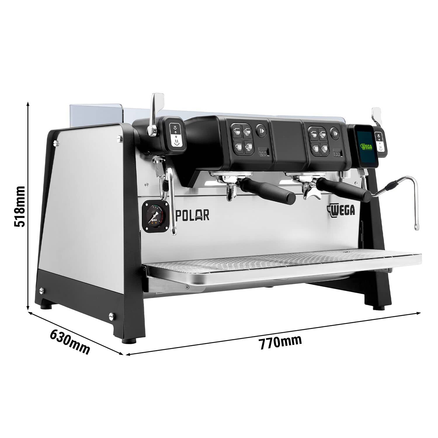 WEGA | Polar - Espressor - 2 grupuri - 5,2 kW - cu contor de doze - ecran tactil - oțel inoxidabil — 3