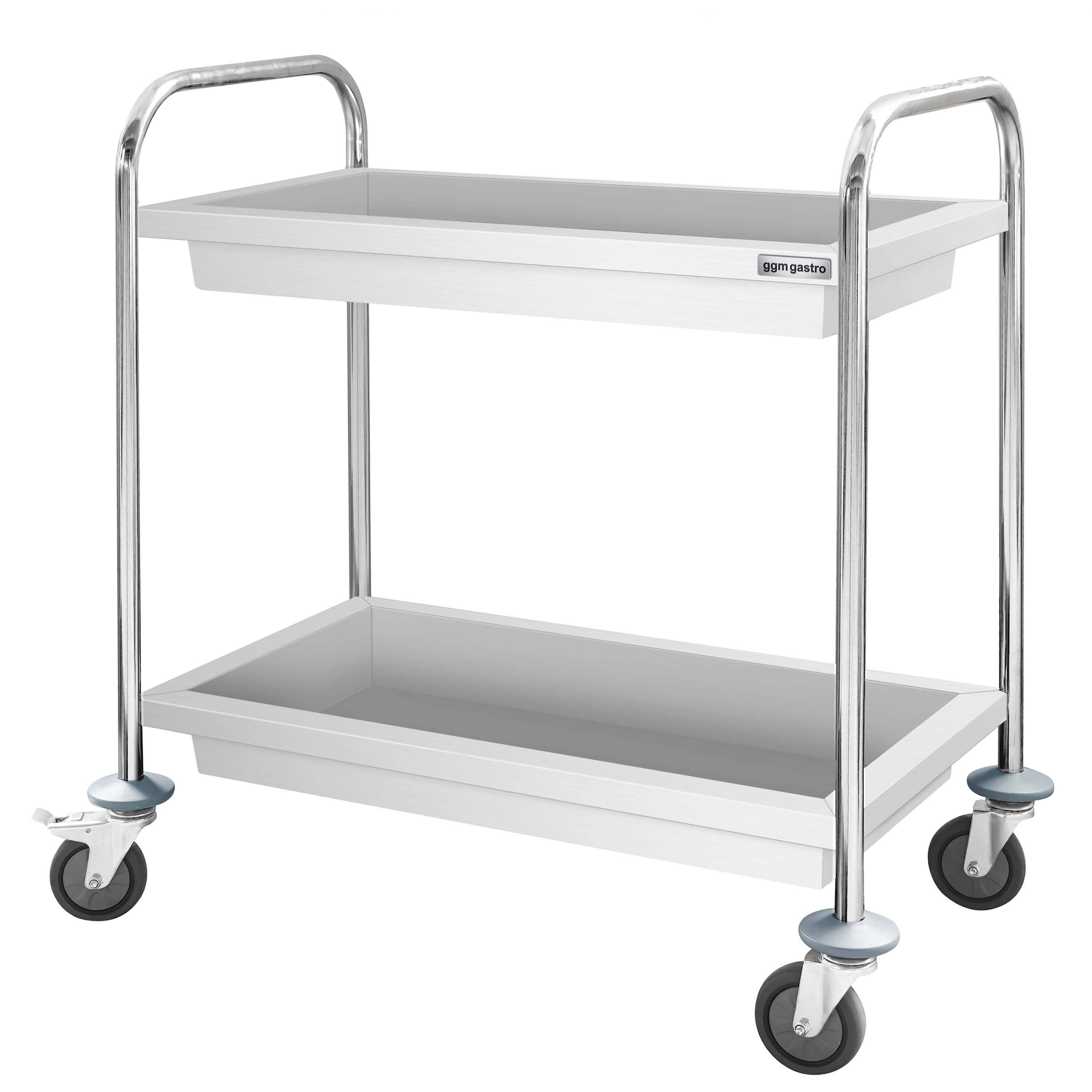 Cărucior servire - 850x450 mm - cu 2 cuve & roți silențioase — 6