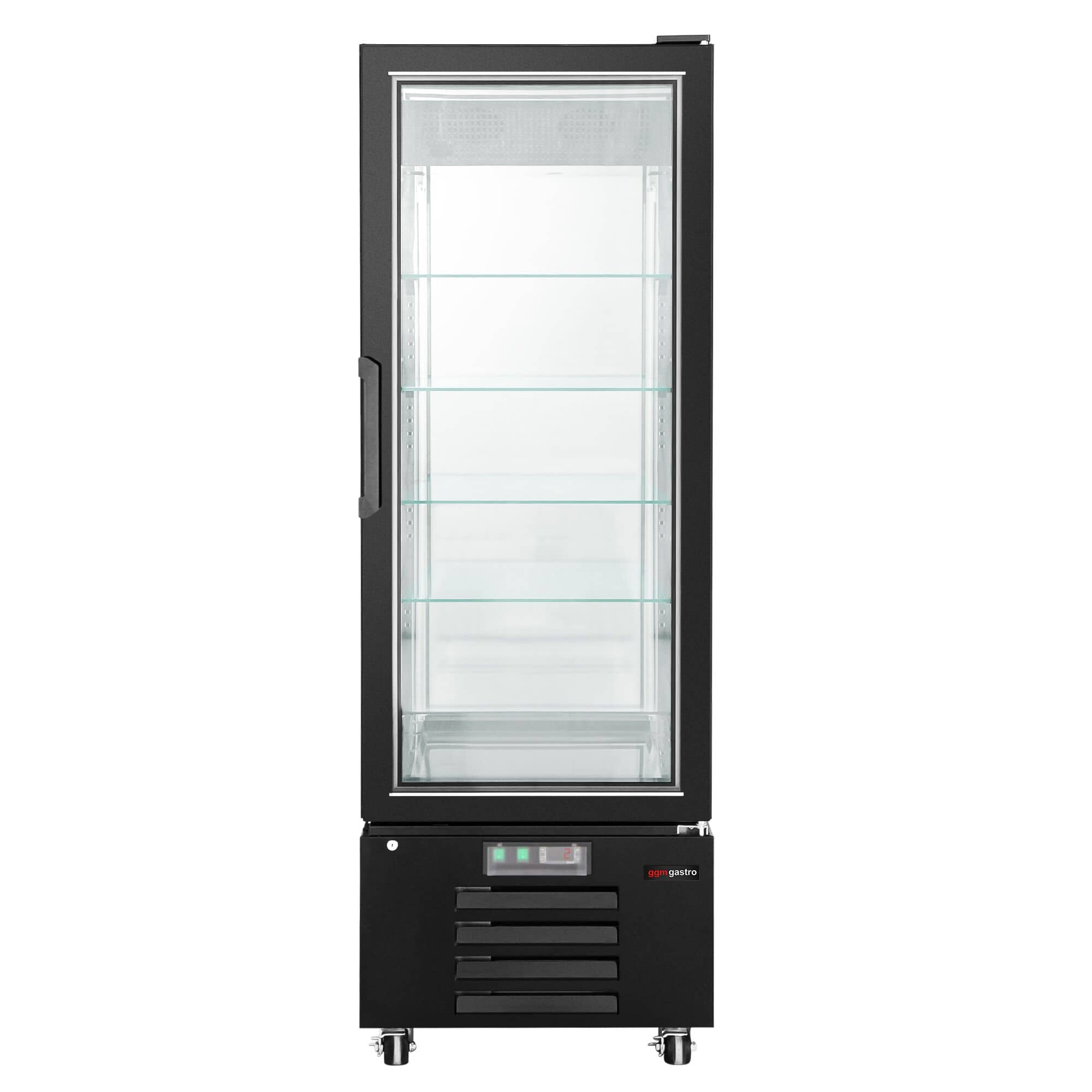 Vitrină panoramică - 248 litri - 650 mm - 1 ușă din sticlă - geam drept - cu 5 rafturi - iluminare LED - negru — 4