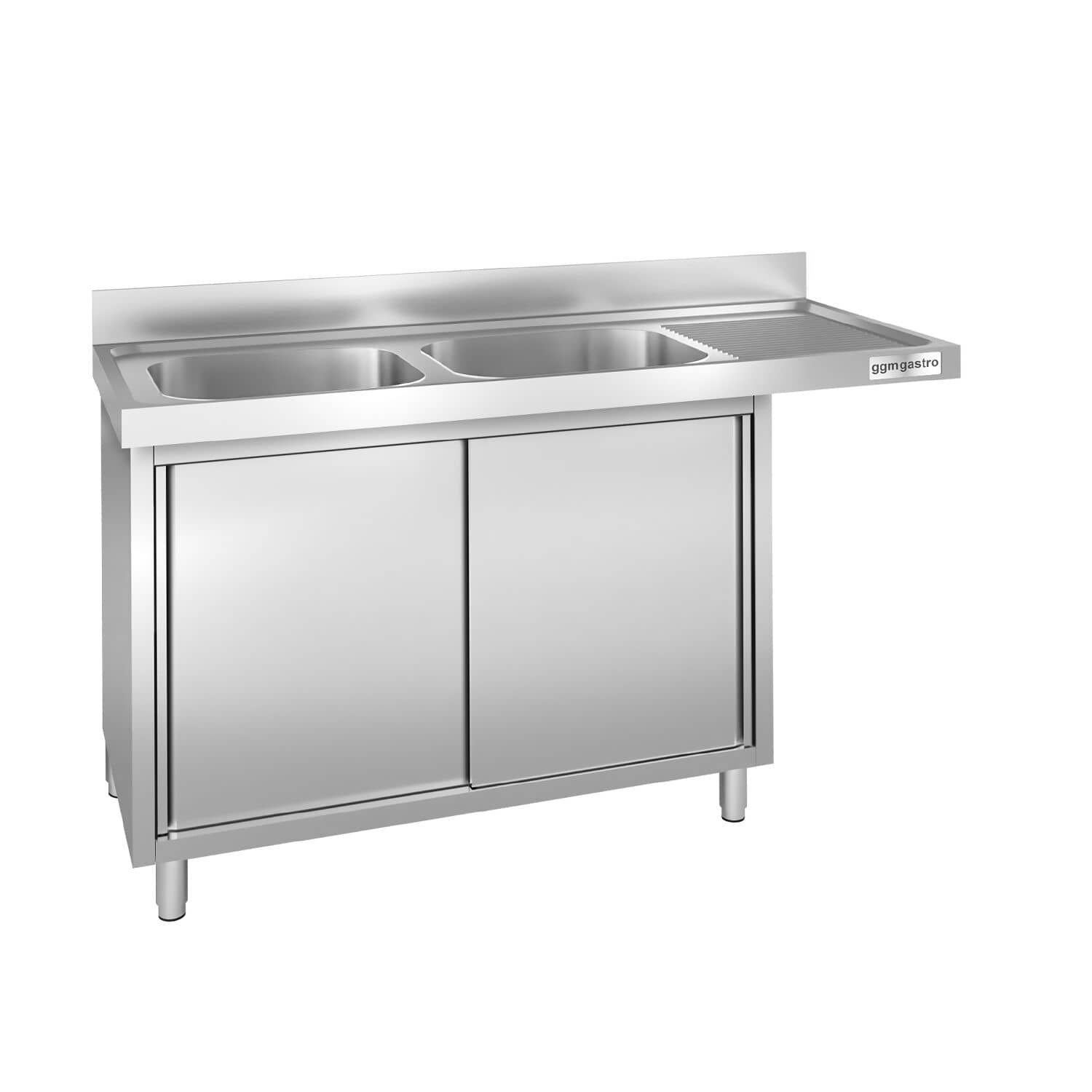 Chiuvetă tip dulap pentru mașină de spălat vase - 1600x600 mm - cu 2 cuve stânga — 2