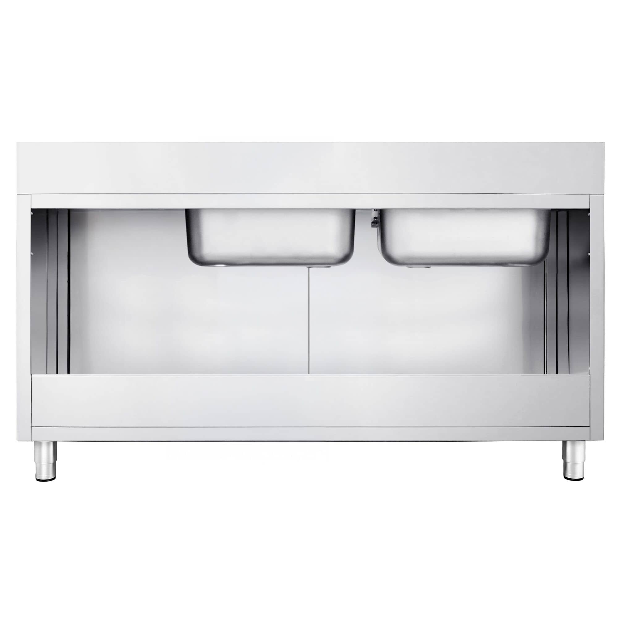 Chiuvetă tip dulap PREMIUM - din oțel inoxidabil - 2000x600 mm - cu 2 cuve pe stânga — 6