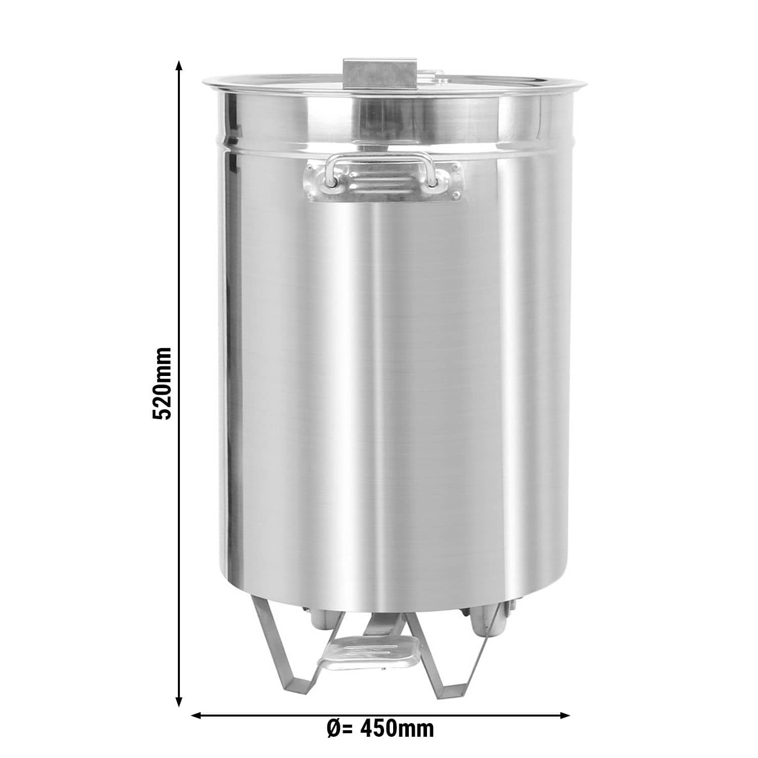 Coș de gunoi - cu pedală - 75,0 litri - 450x450x520 mm - cu roți, mânere, deschidere/închidere soft - oțel inoxidabil — 3