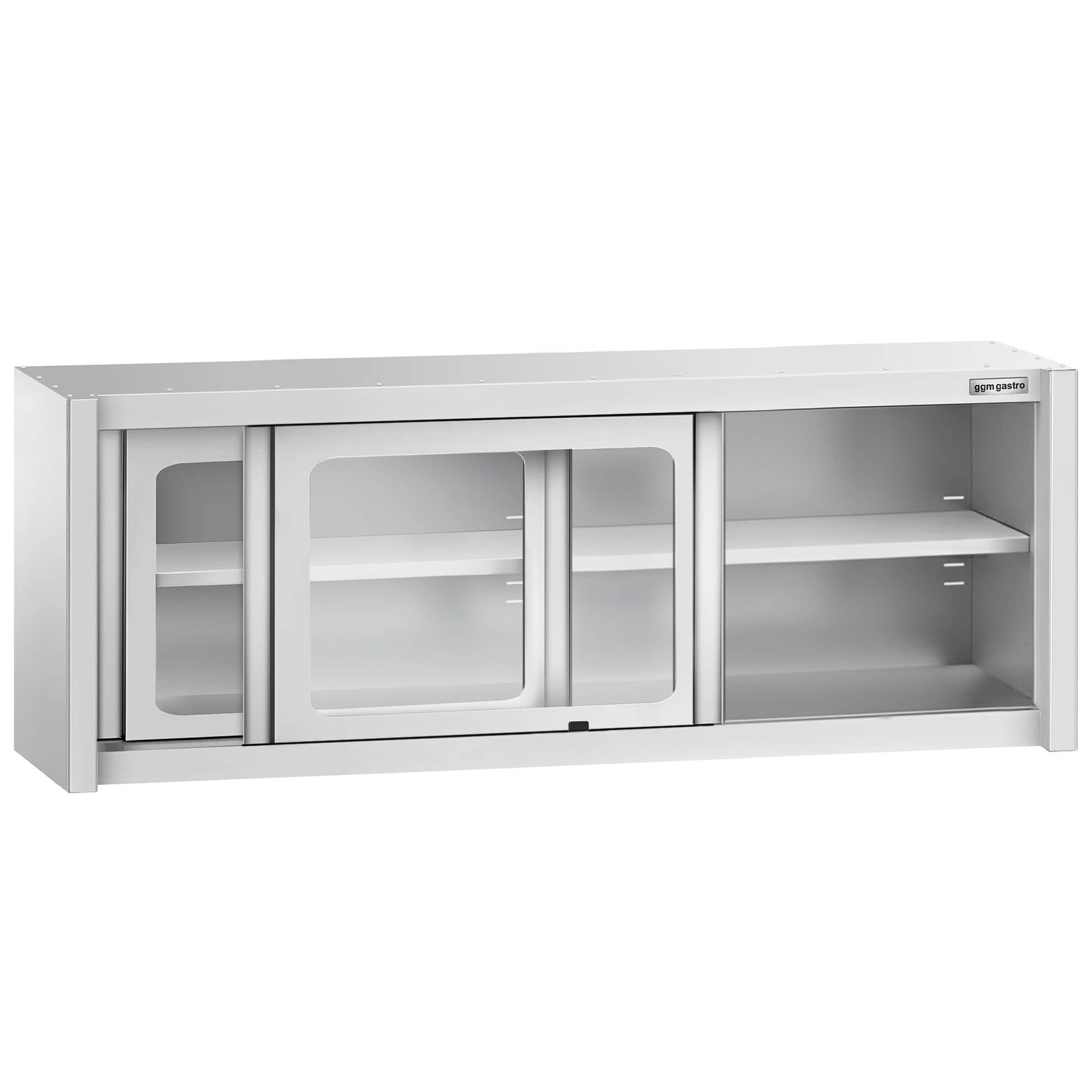 Dulap de perete din oțel inoxidabil - 2000x400 mm - cu uși glisante din sticlă - 650 mm înălțime — 2