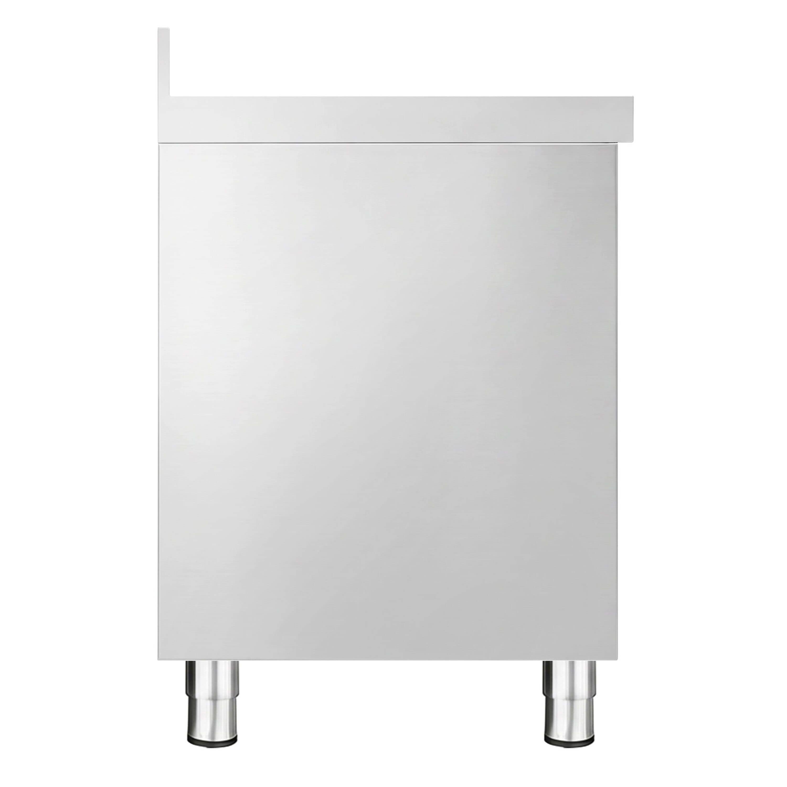 Masă de lucru tip dulap din oțel inoxidabil PREMIUM – 1600 x 600 mm – cu margine ridicată – cu 3 sertare și ușă glisantă — 7