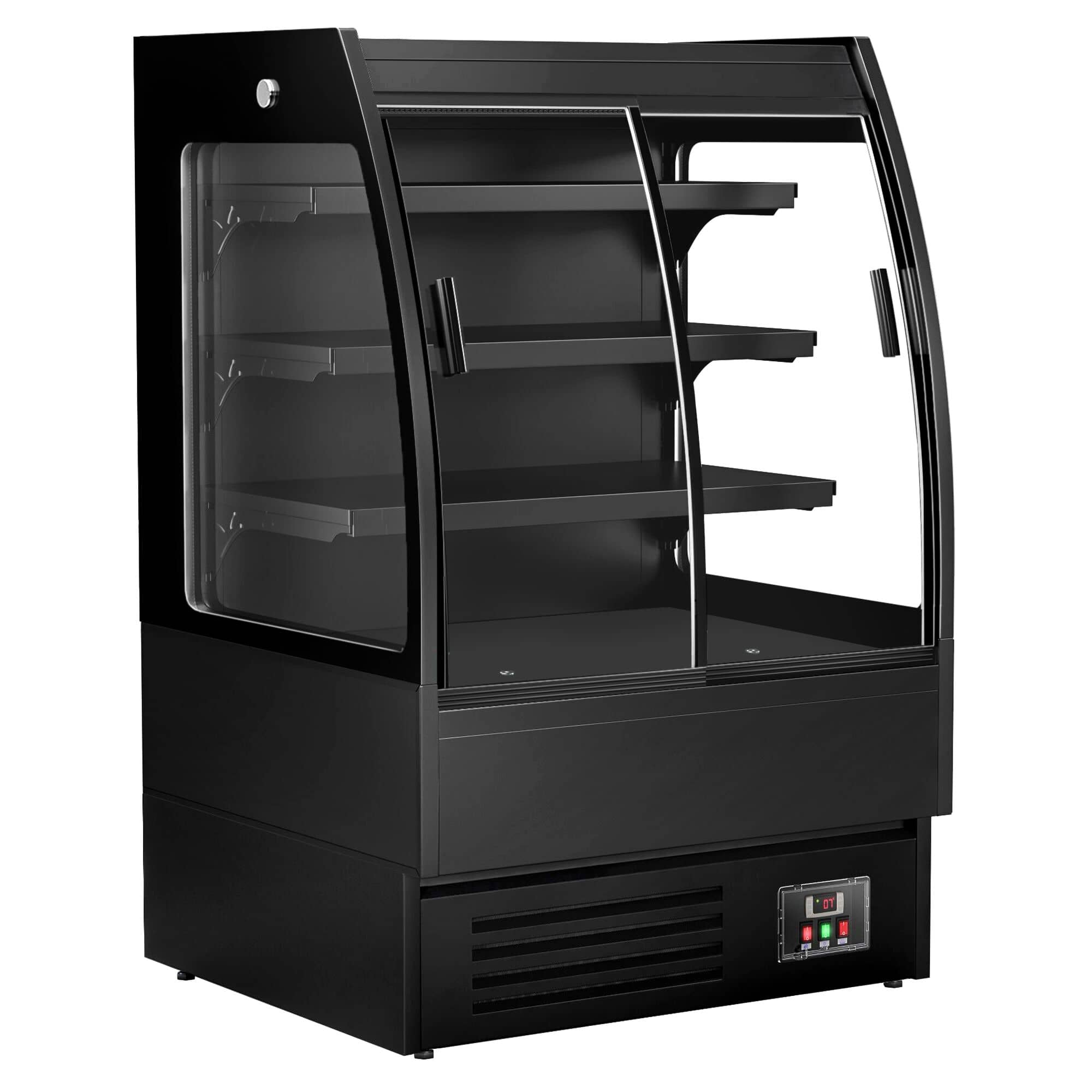 Raft frigorific - 900 mm - 216 litri - +1°C/+5°C - cu 2 uși din sticlă cu geam dublu uși glisante & 3 polițe - negru — 5