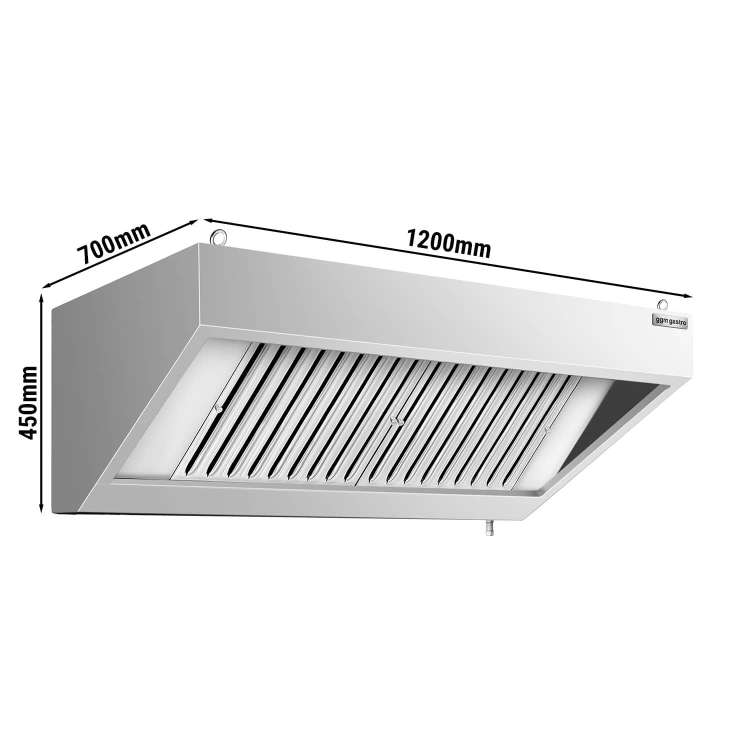 Hotă de perete - Lungime 1200 mm - adâncime 700 mm - filtre labirint și iluminare — 3