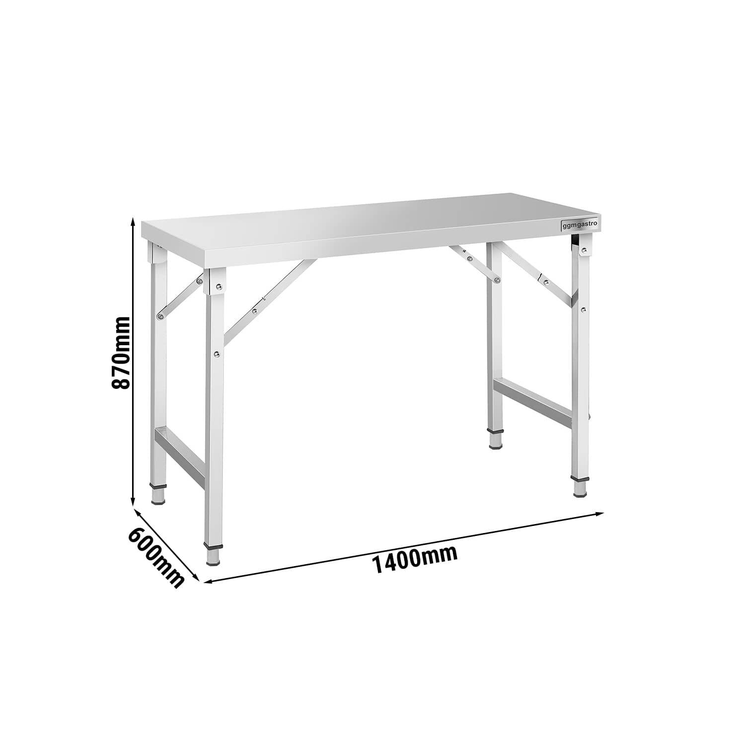 Masă de lucru din oțel inoxidabil – pliabilă – 1400 x 600 mm — 3