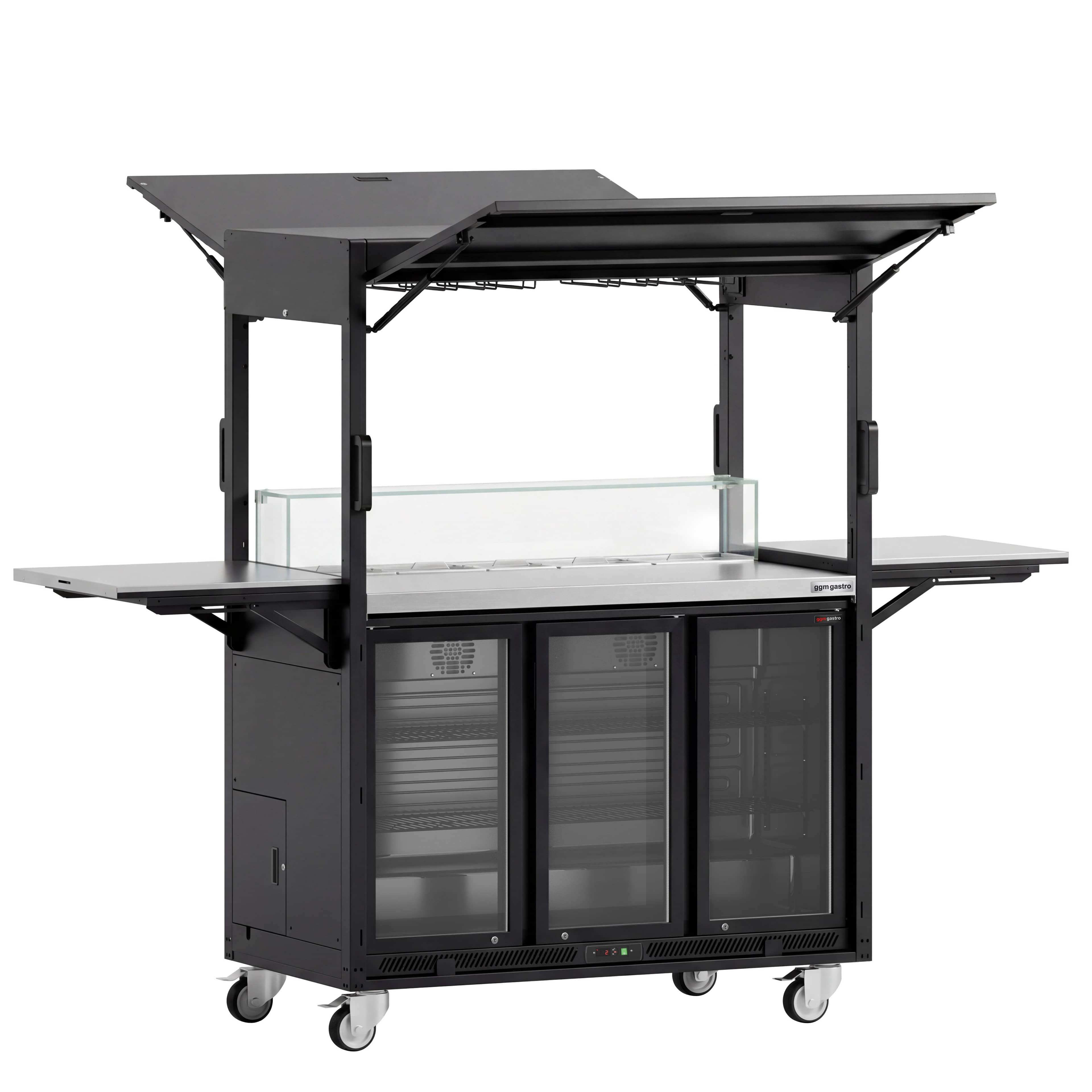 Stație mobilă pentru cocktailuri - cu frigider bar, suprafață de lucru, suport pentru pahare și iluminare LED - pliabilă — 5