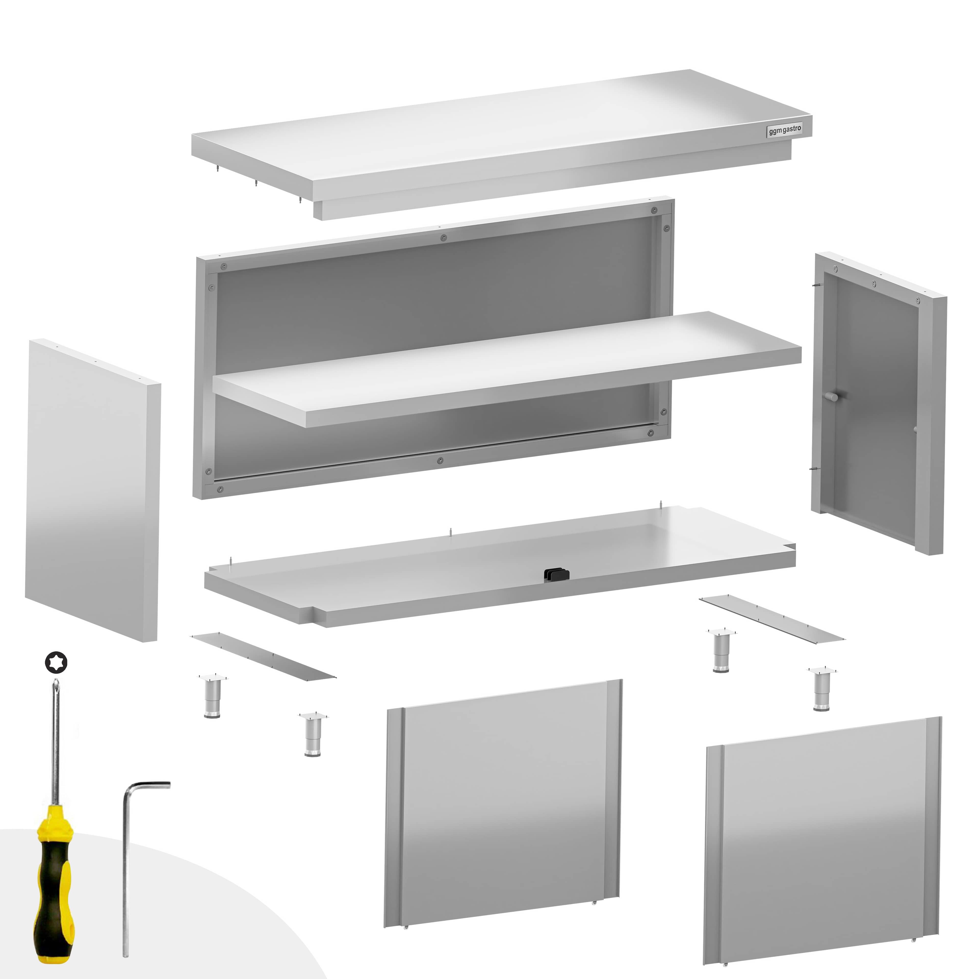 Masă de lucru tip dulap din oțel inoxidabil ECO - 2000x600 mm - uși glisante — 16