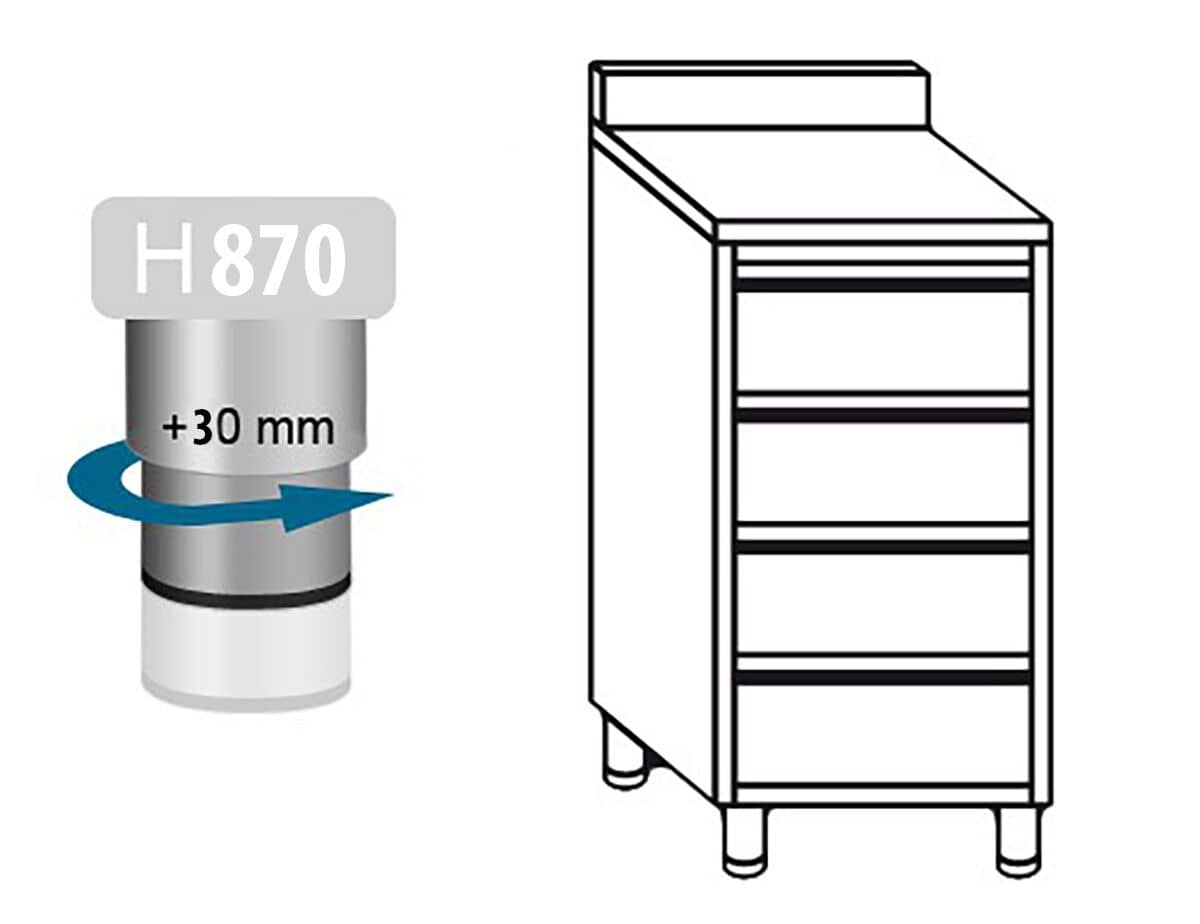 Masă tip dulap PREMIUM - oțel inoxidabil - cu 4 sertare - cu rebord - 500x700 mm — 6