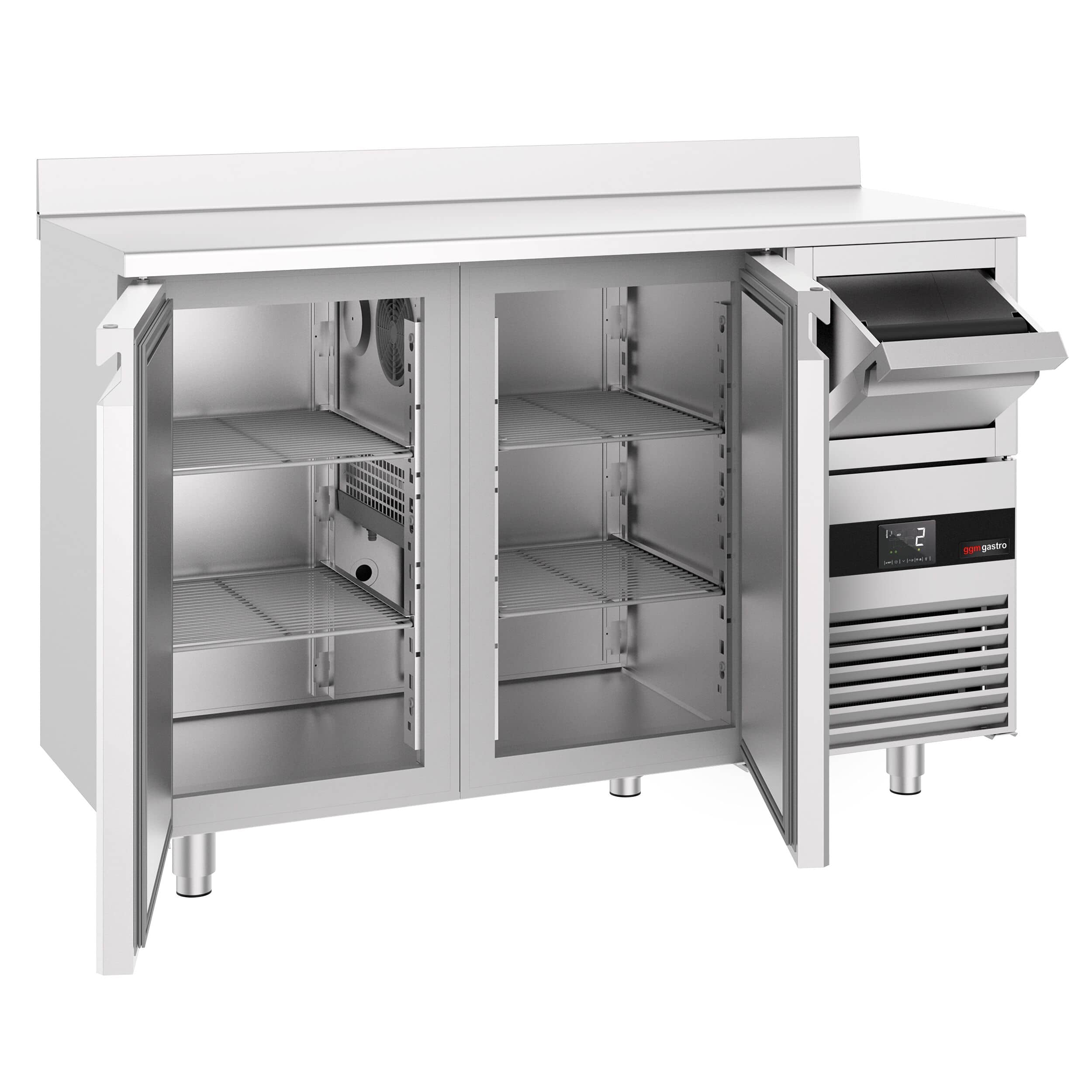 Răcitor Backbar PREMIUM - 1580x600 mm - 365 L - 2 uși pline, bordură spate 40 mm & sertar pentru zaț de cafea (knock box) — 5