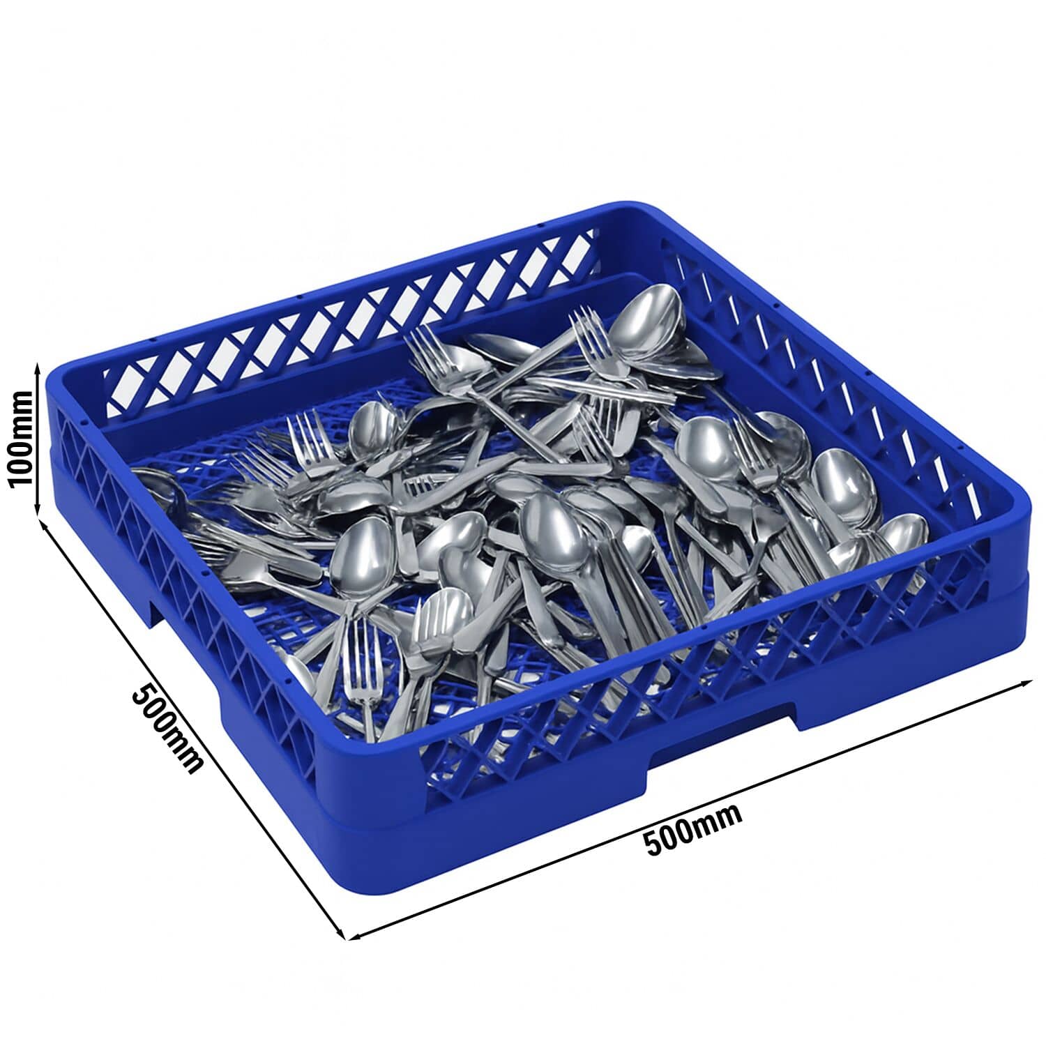 Coș pentru tacâmuri 1/1 - 500x500x100 mm - albastru - pentru tacâmuri — 3