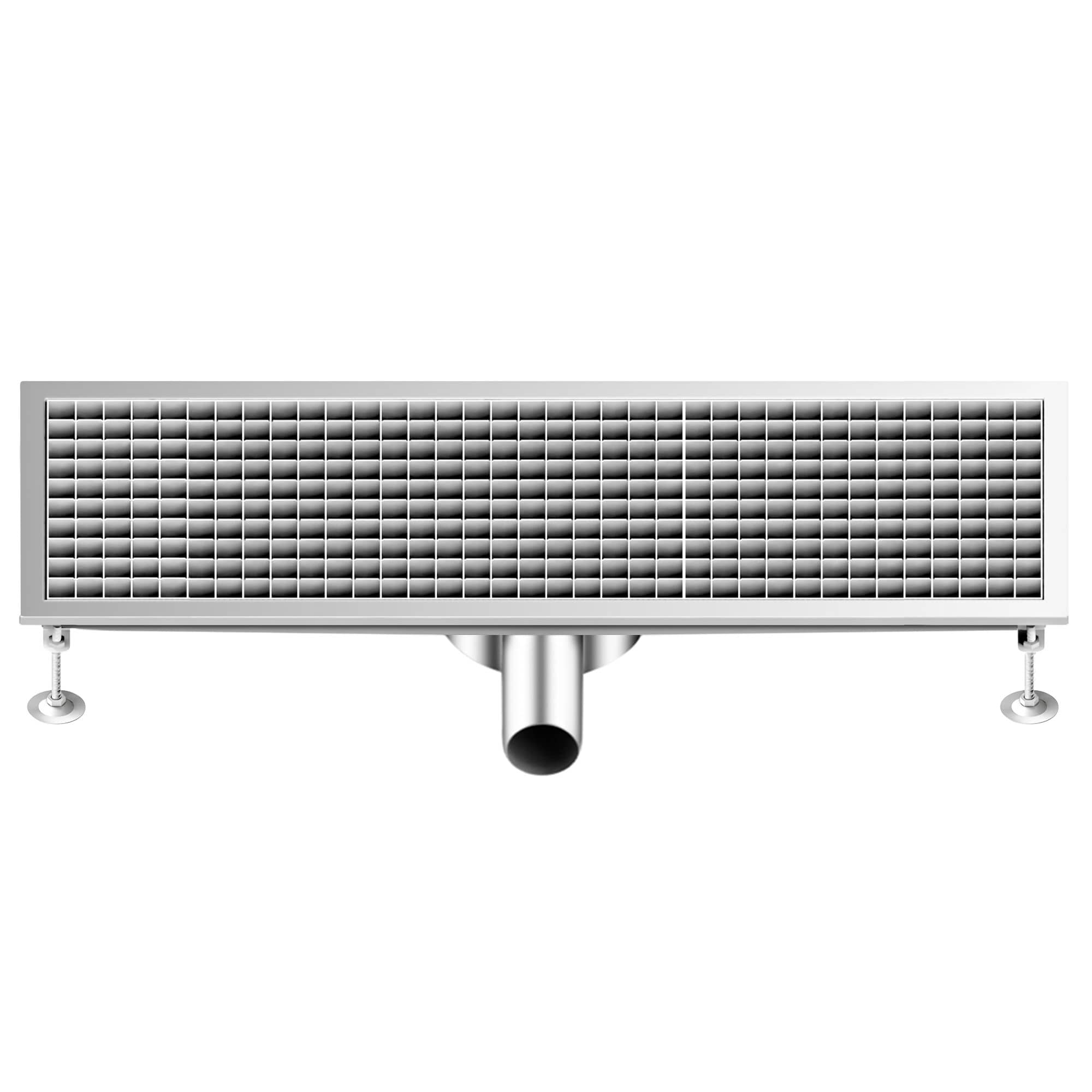 Gură de scurgere din oțel inoxidabil – 900 x 300 mm – model plat și scurgere laterală – Ø 70 mm — 5