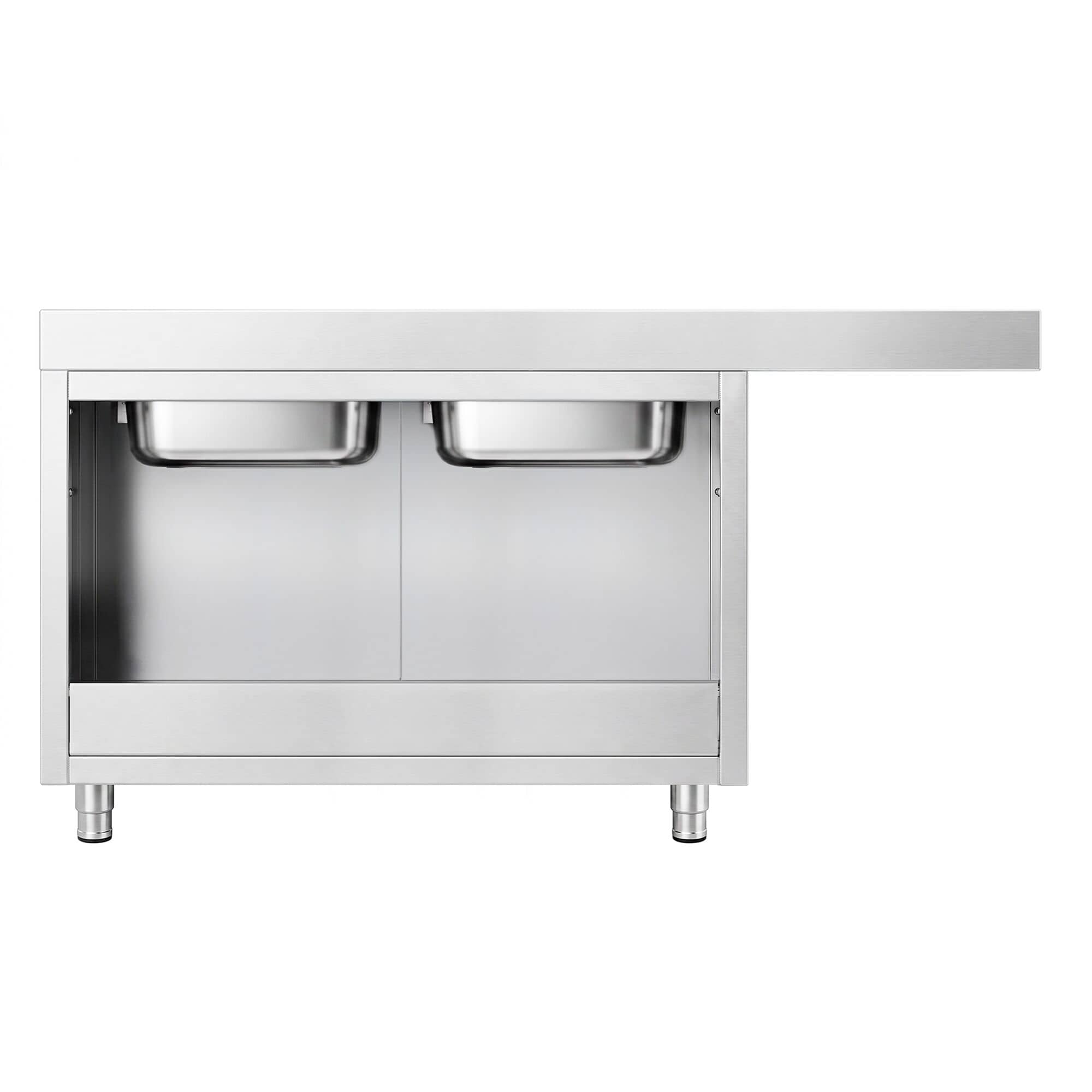 Chiuvetă tip dulap pentru mașină de spălat vase - 2000x700 mm - cu 2 cuve dreapta — 7