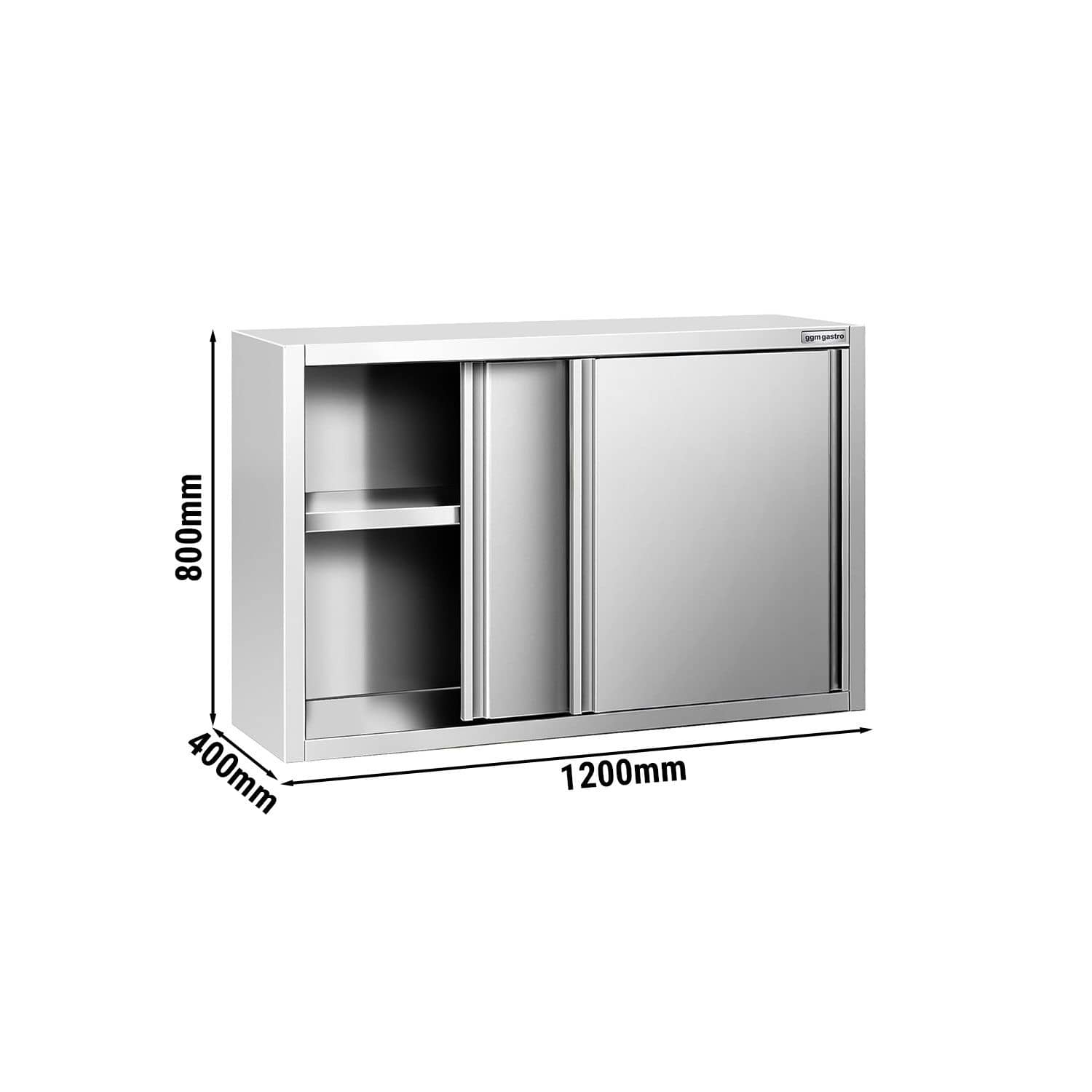 Dulap de perete din oțel inoxidabil PREMIUM - 1200x400 mm - cu uși glisante - 800 mm înălțime — 3