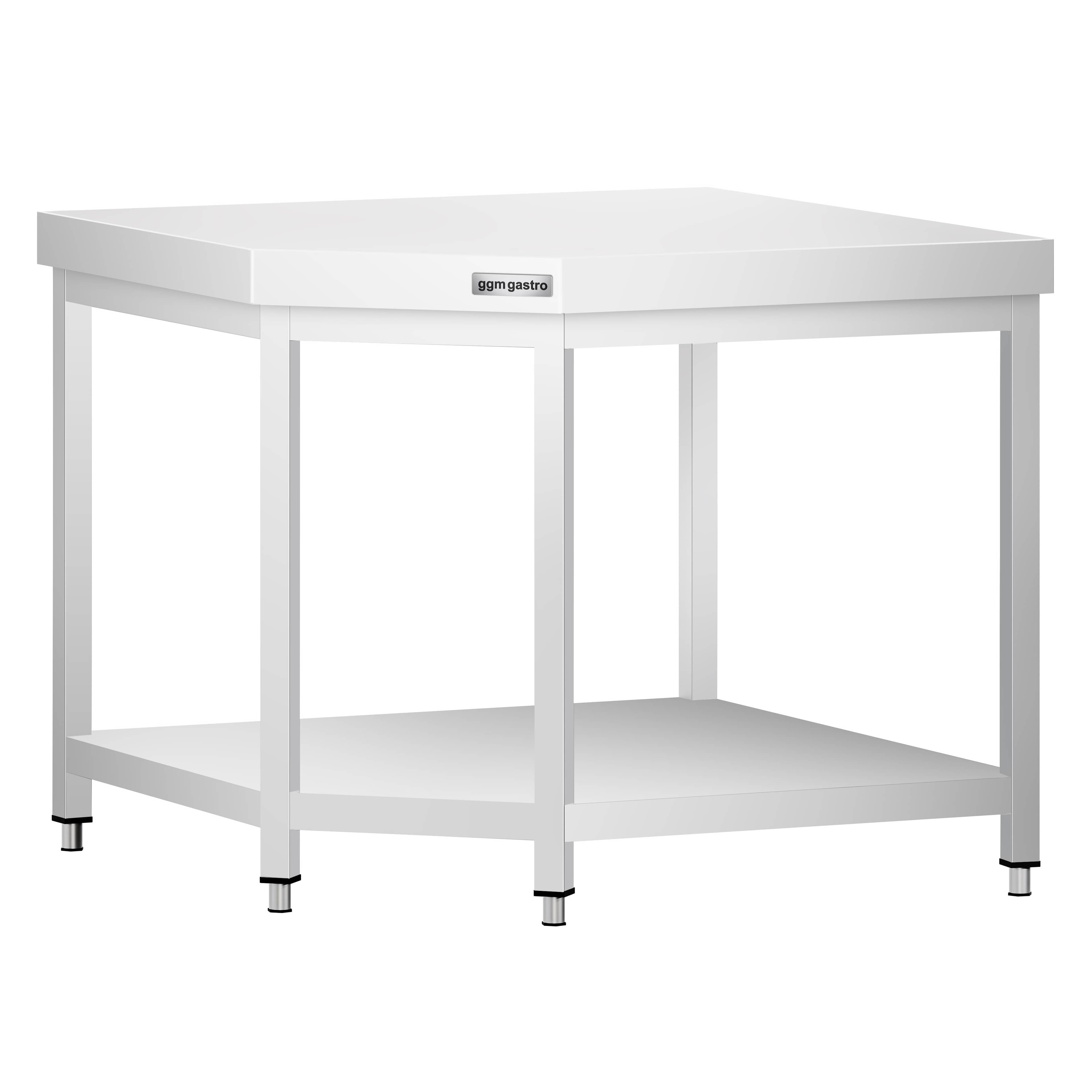 Masă de lucru din oțel inoxidabil de colț PREMIUM - 1000x700 mm - cu poliță inferioară — 5