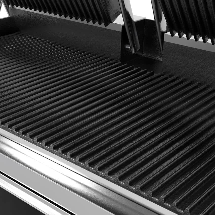 Grătar de contact / Grătar pentru hamburgeri – 3,6 kW – cu grătare sus și jos – Suprafață de gătit: 485x235 mm — 7