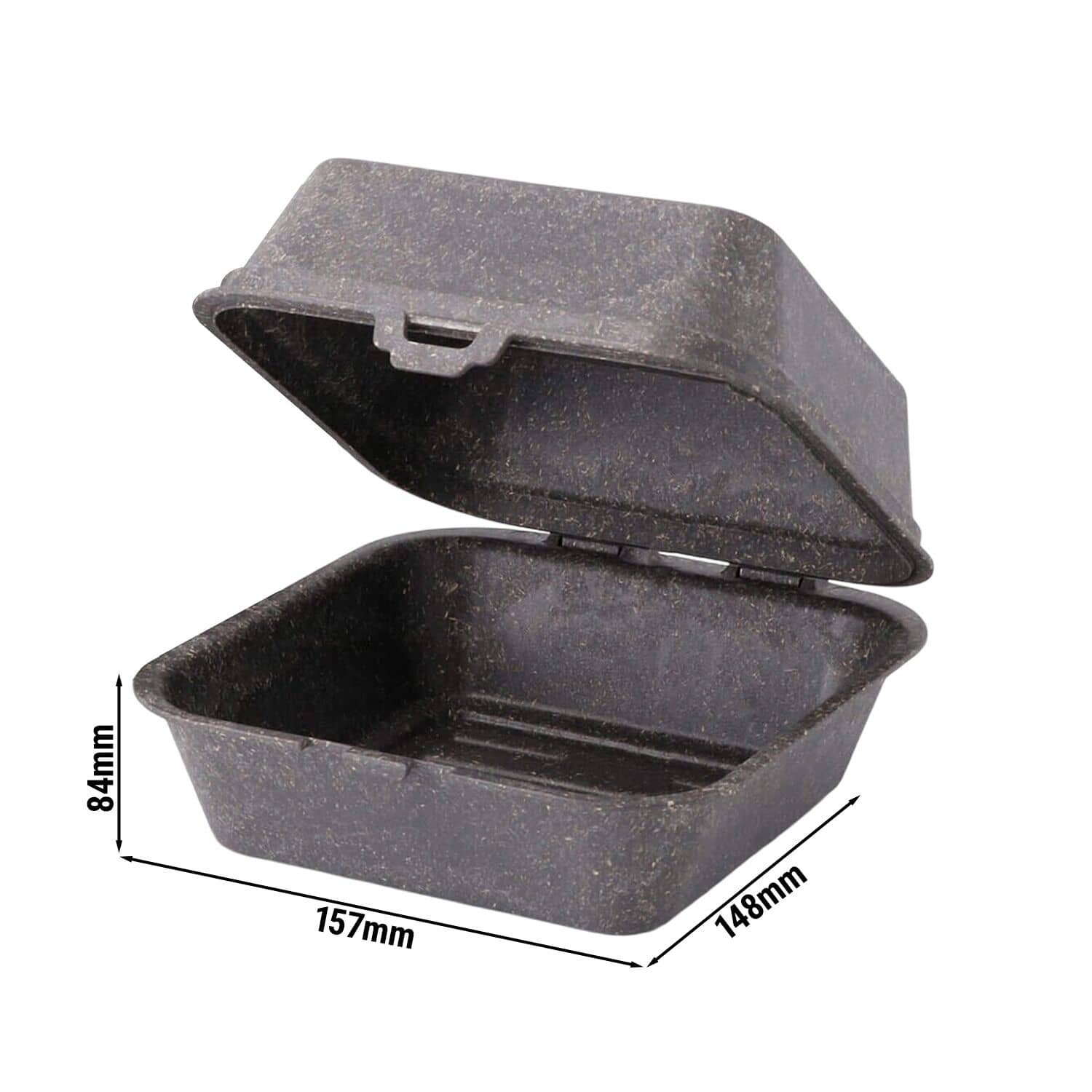 (60 bucăți) Cutie reutilizabilă pentru burgeri – 160 x 150 x 85 mm – Gri — 3