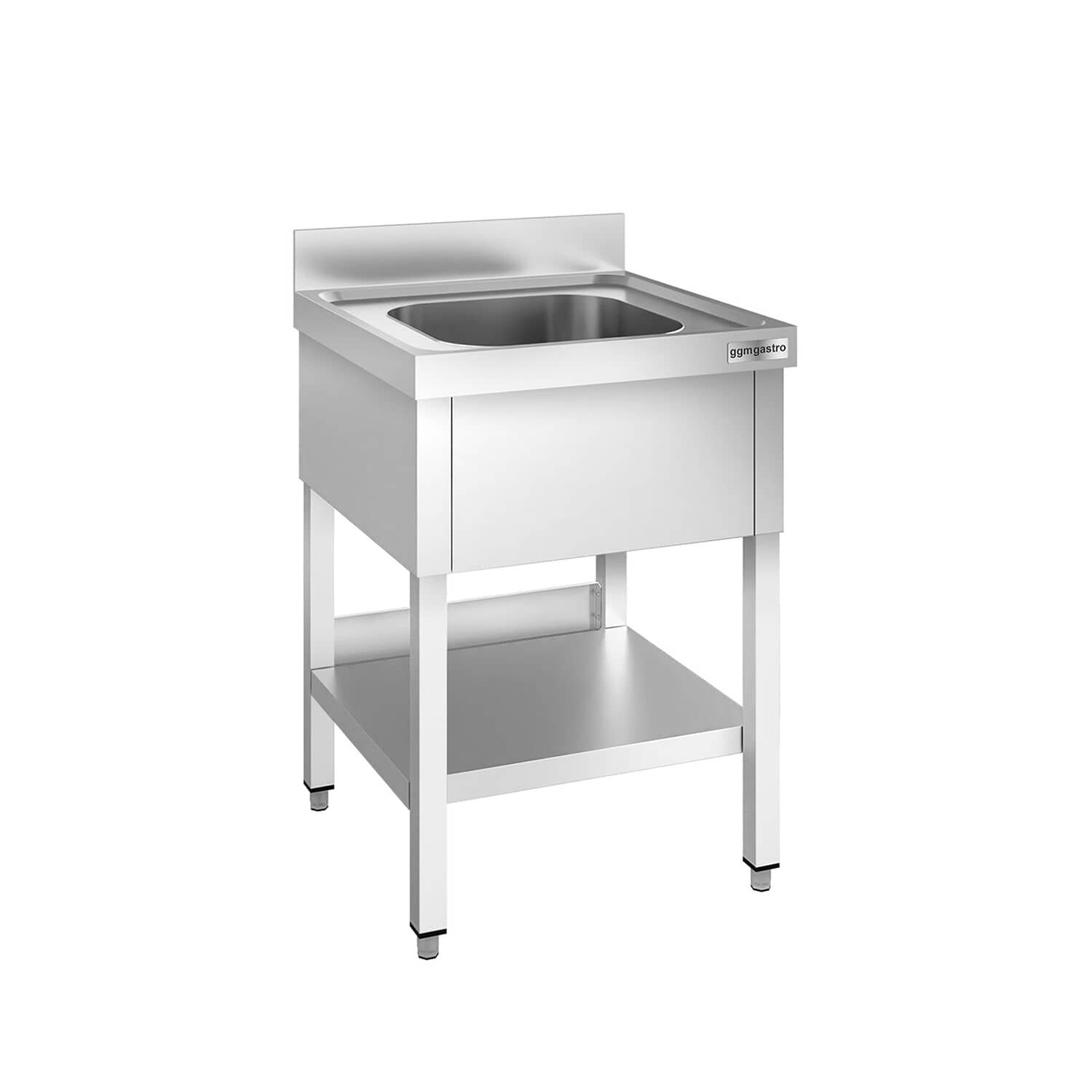 Chiuvetă profesională PREMIUM - 600x700 mm - cu poliță inferioară - cu 1 cuvă - cuva centrală — 2