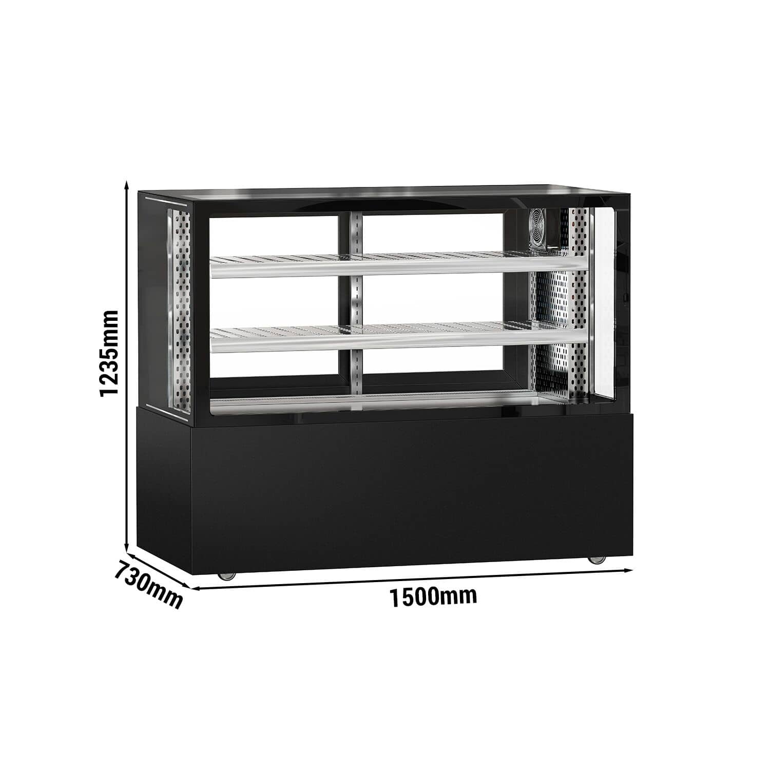 Vitrină rece pentru carne [MADRID] - pentru carne - 525 litri - 1500 mm - geam dublu - geam drept - cu 2 rafturi - iluminare LED - negru mat — 3