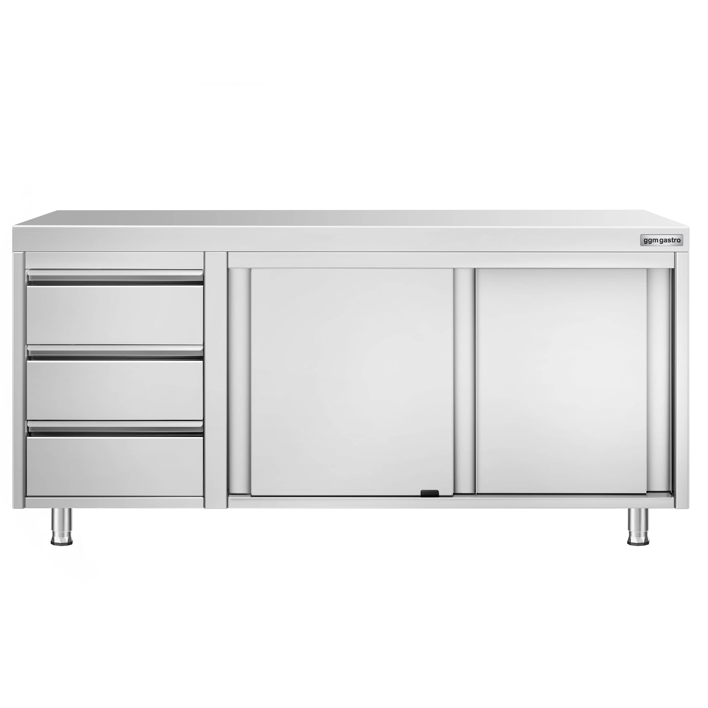 Dulap de lucru din oțel inoxidabil PREMIUM - 1800 x 700 mm - cu 3 sertare pe partea stângă — 5