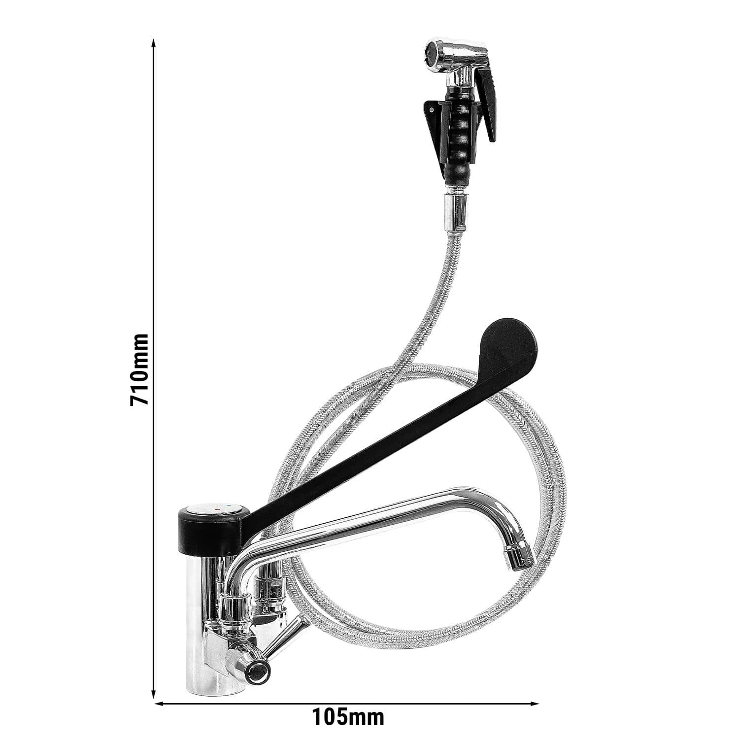 Baterie monocomandă - cu duză de mână, robinet pivotant și mixer monocomandă — 3