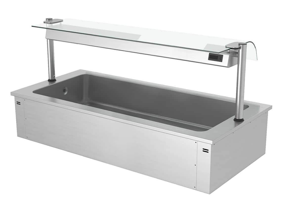 Cuva de gheață încastrabilă – 1800 mm – 5x GN 1/1 – 200 litri – cu protecție din sticlă împotriva stropirii — 2
