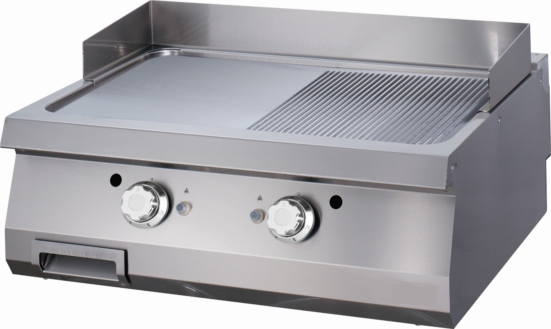 Heavy Duty Griddle - Half Grooved - Double Unit - 70cm Deep - Gas