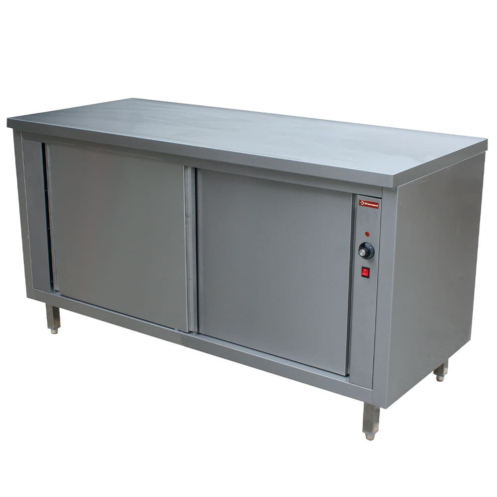 Working table on heating cupboard "pass through" sliding doors