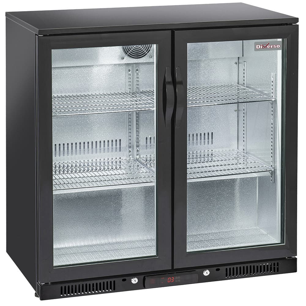 Ventilated "back bar" bottle cooler, 2 swing glass doors