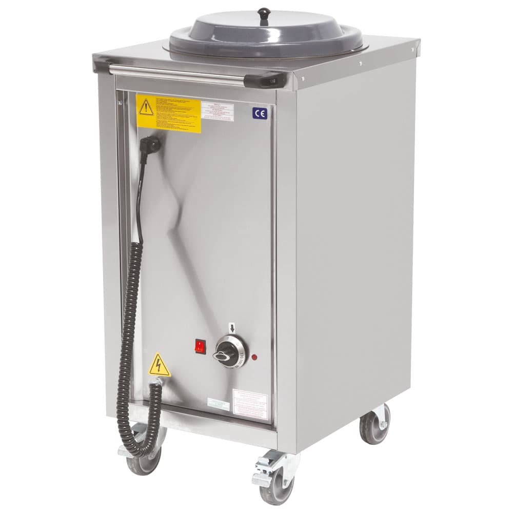 Heated plate dipenser trolley for 50 plates of Ø240-320 mm