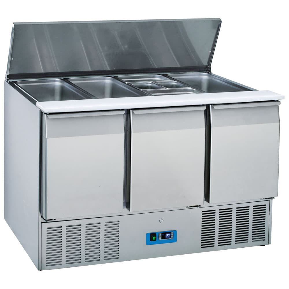 saladette with 3 doors GN 1/1 and lid, 12x GN 1/3 h=150 mm, +2°/+10°C