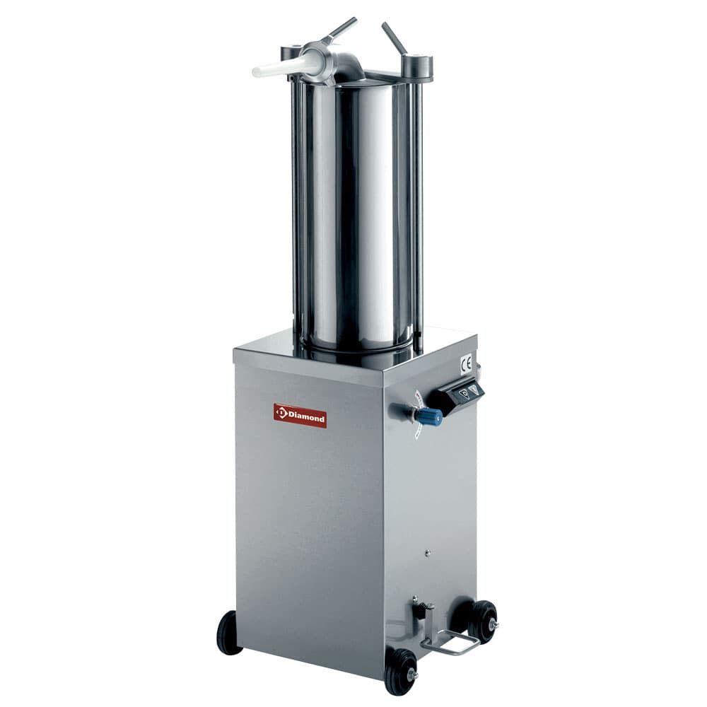 Stainless steel hydraulic vertical sausage filler, 15 liters on wheels